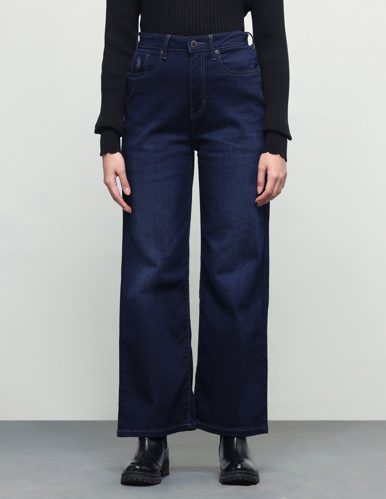 Wide Leg Fit Blue Jeans Dark Blue - U.S. Polo Assn. India | Large