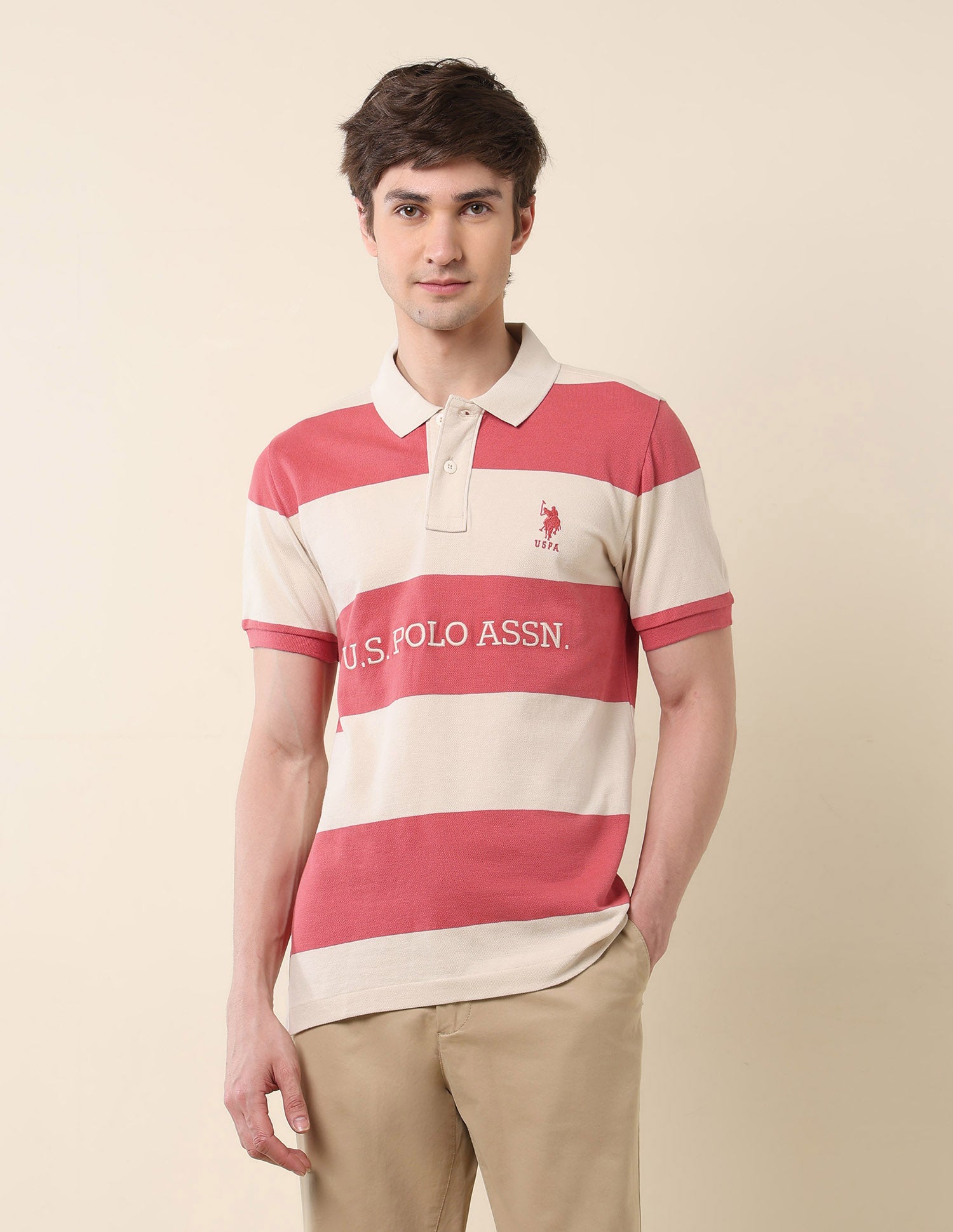 Horizontal Striped Classic Polo Shirt Red - U.S. POLO ASSN. | Large