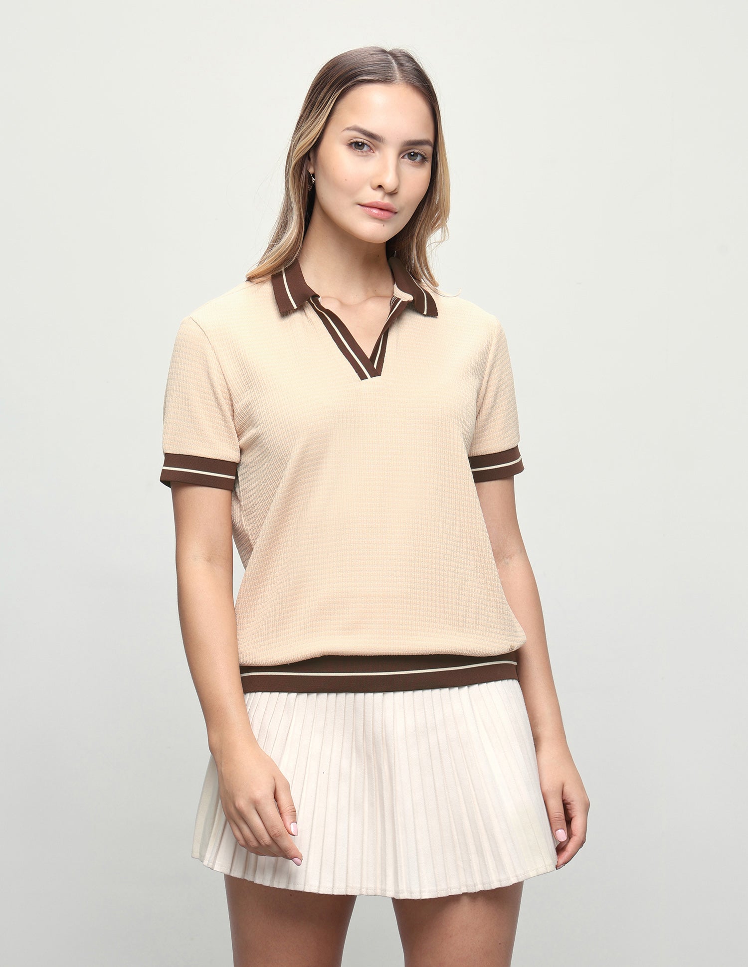 Textured Regular Fit Polo Shirt Beige - U.S. Polo Assn. India | Large