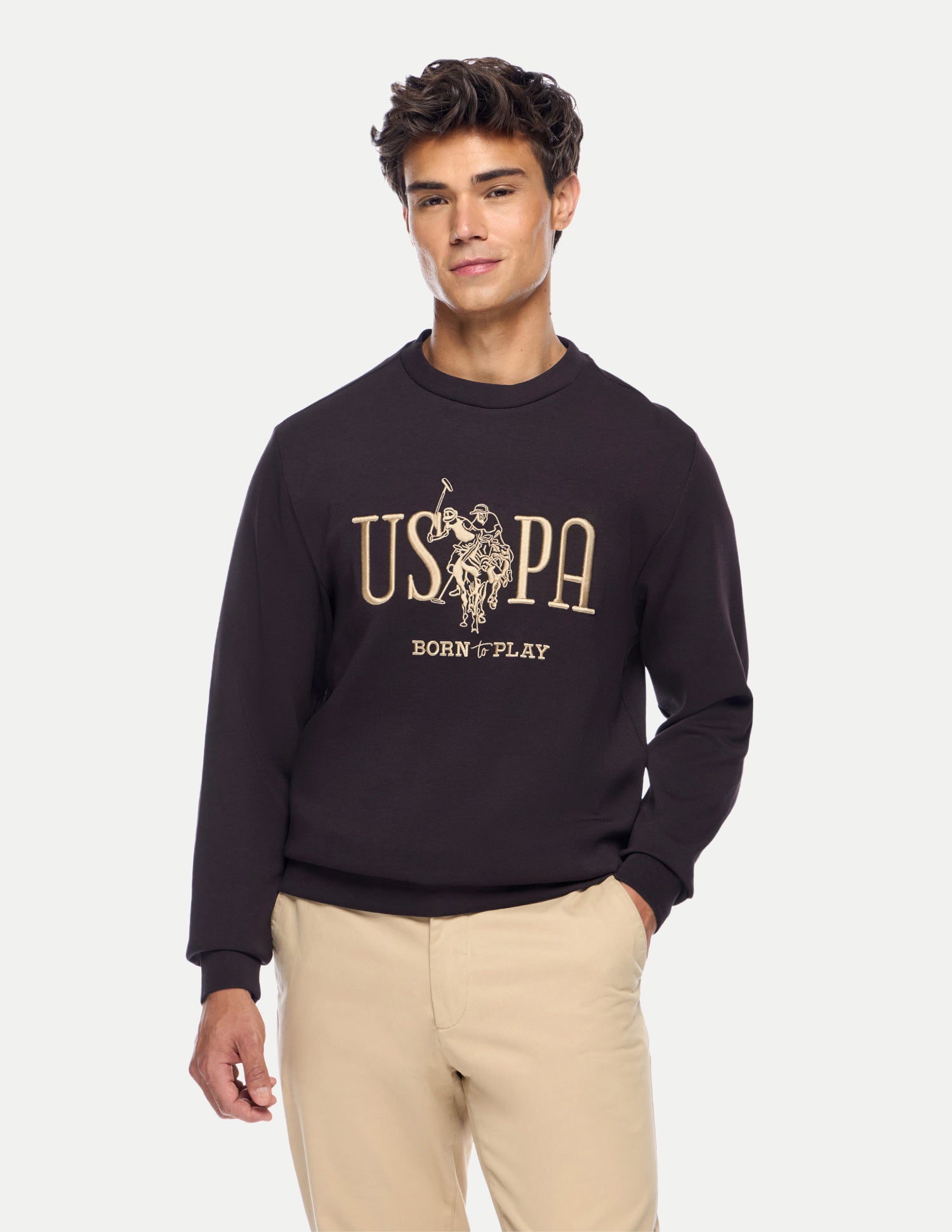 Brand Embroidered Slim Fit Sweatshirt Dark Brown - U.S. Polo Assn. India | Large