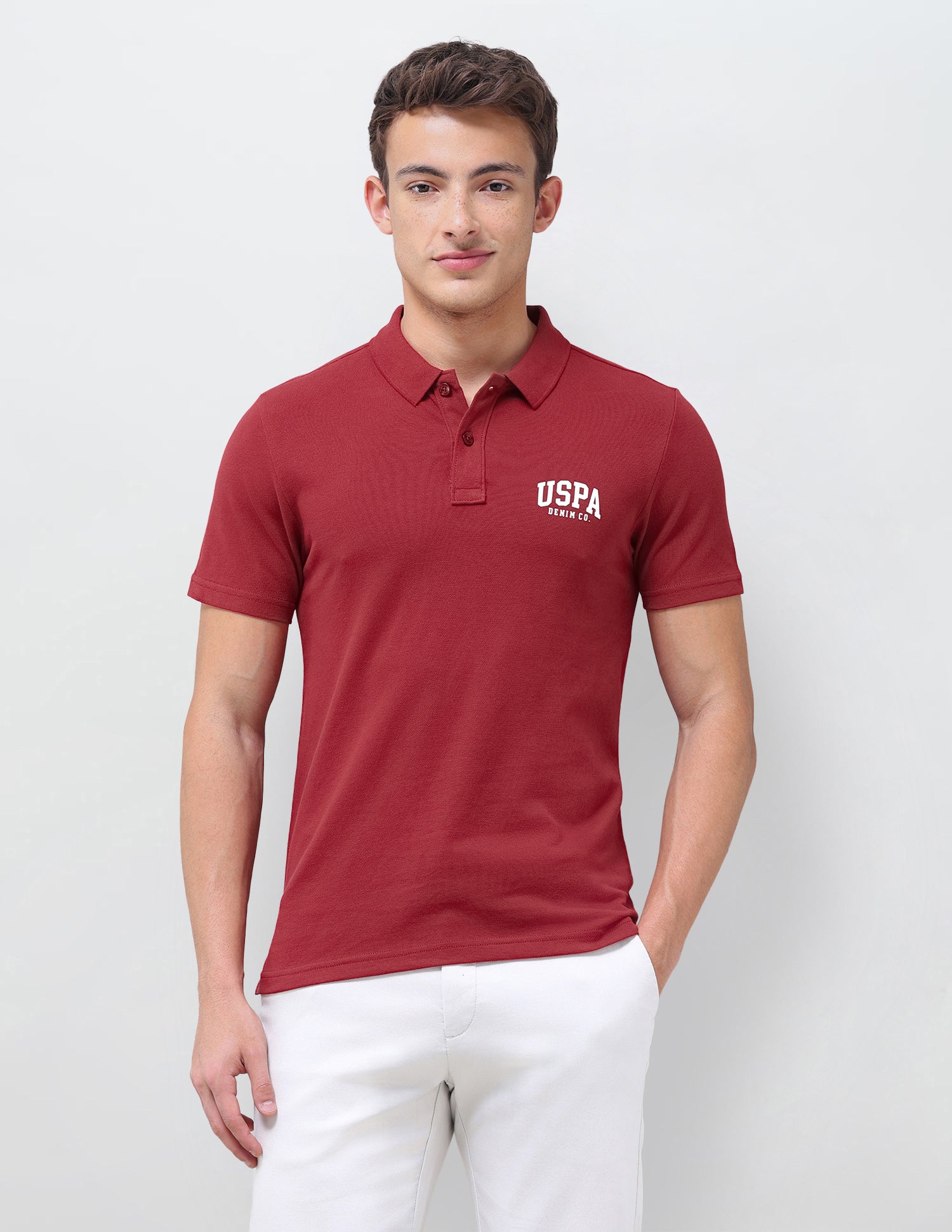 Solid Slim Fit Polo Shirt Red - U.S. Polo Assn. India | Large