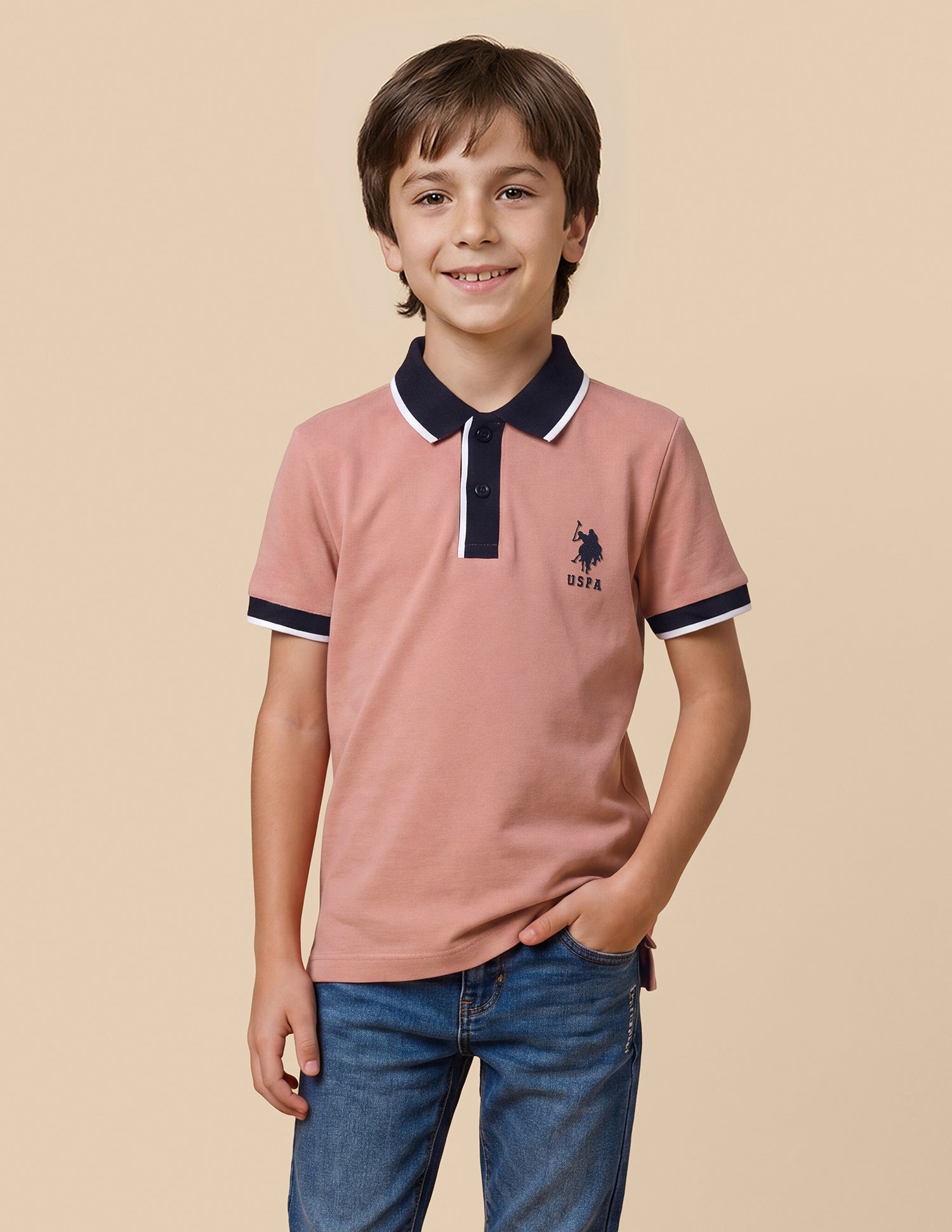 Solid Regular Fit Polo Shirt Dark Pink - U.S. Polo Assn. India | Large