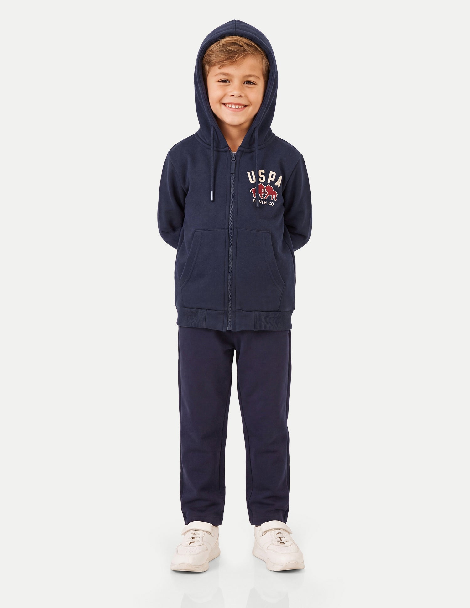 Solid Regular Fit Zipper Sweatshirt Navy - U.S. Polo Assn. India | Large