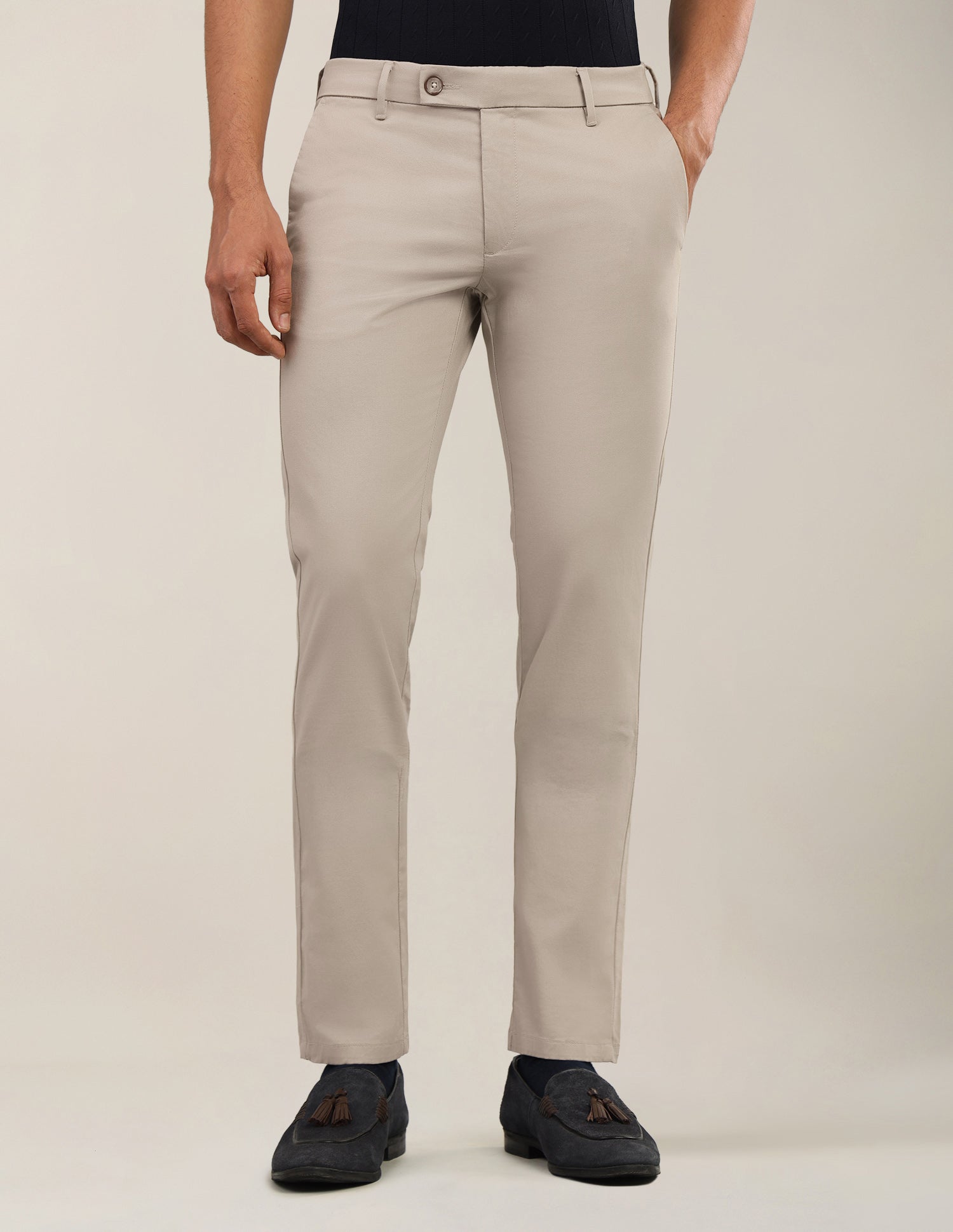 Textured Satin Trousers Beige - U.S. Polo Assn. India | Large