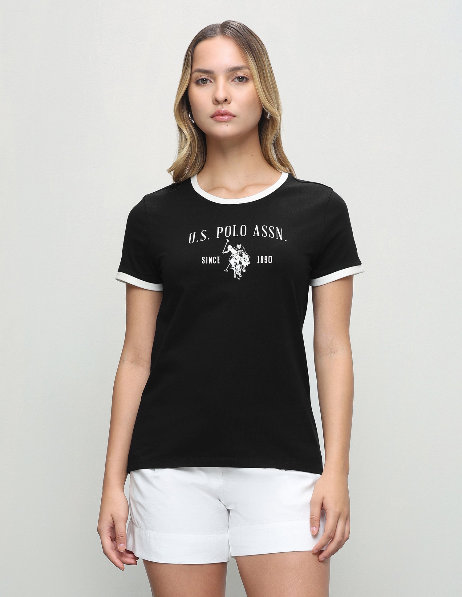 Brand Printed Regular Fit T-Shirt Black - U.S. Polo Assn. India | Large