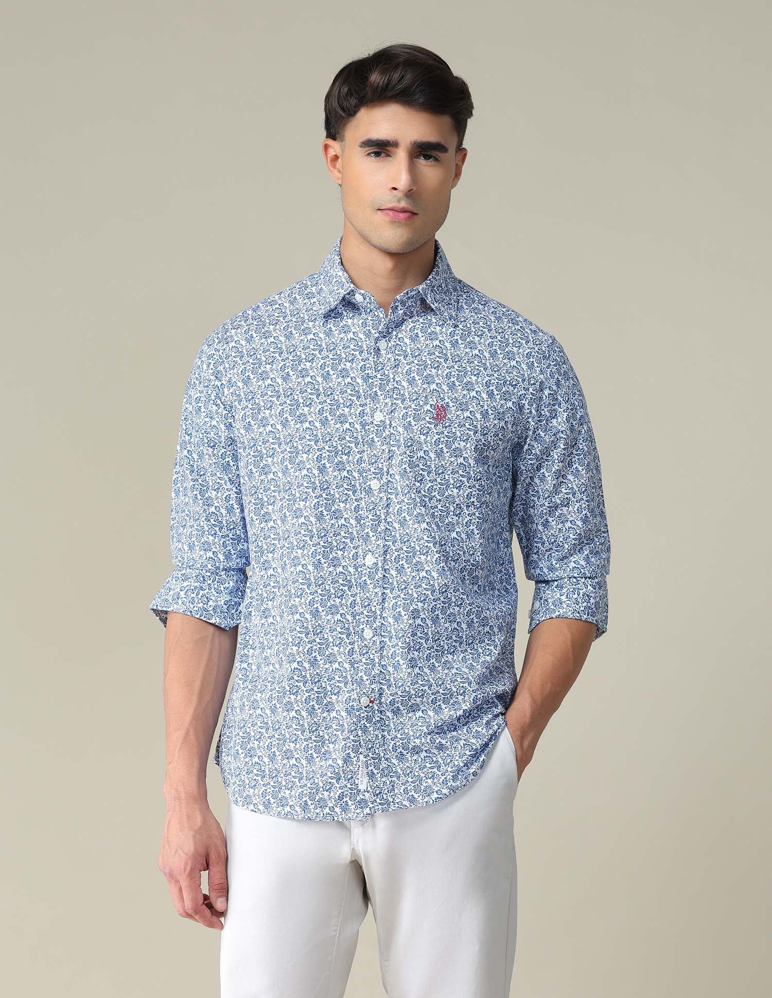 Floral Tailored Shirt Blue - U.S. POLO ASSN. | Large