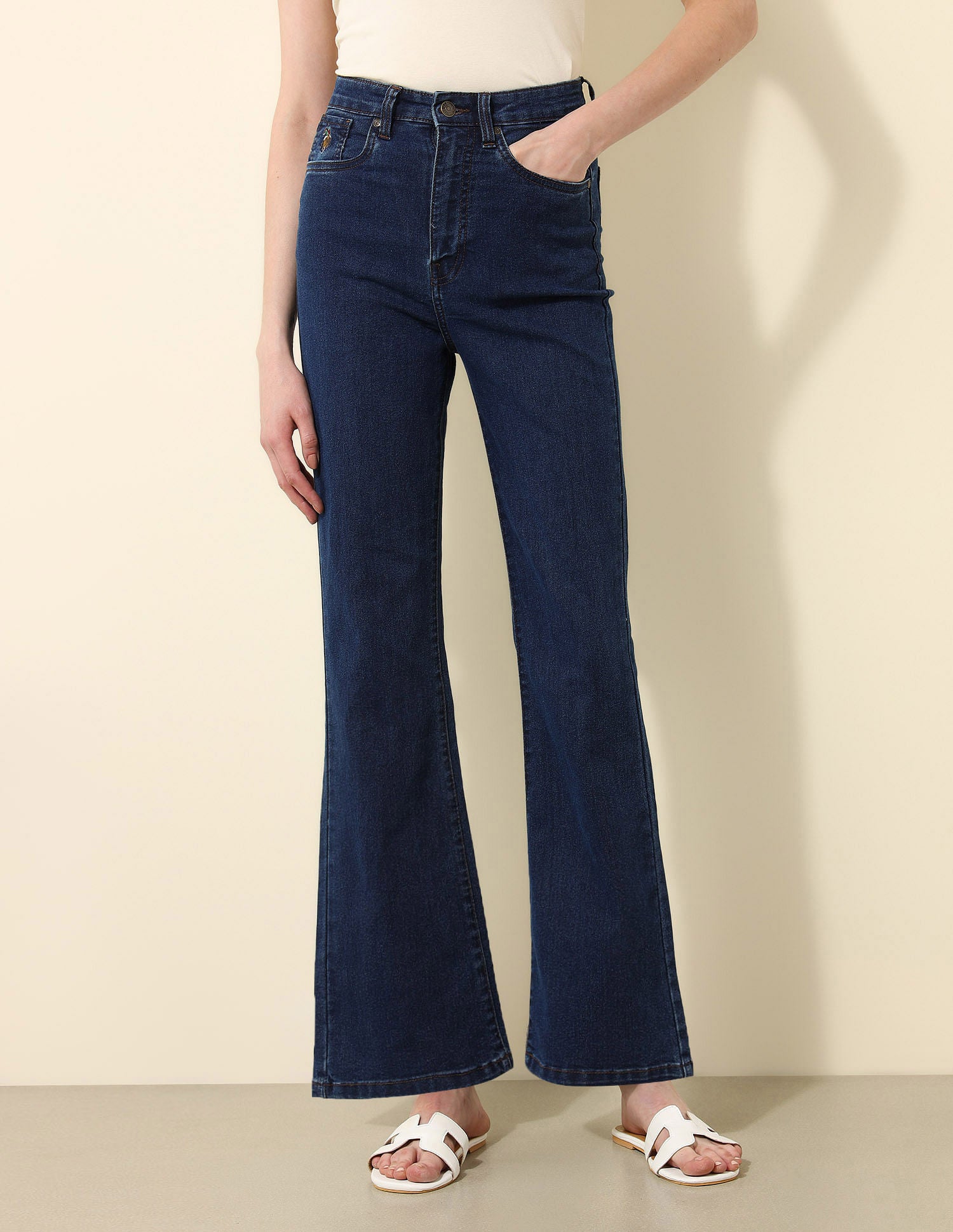 Ultra-High Rise Bootcut Jeans Dark Blue - U.S. POLO ASSN. | Large