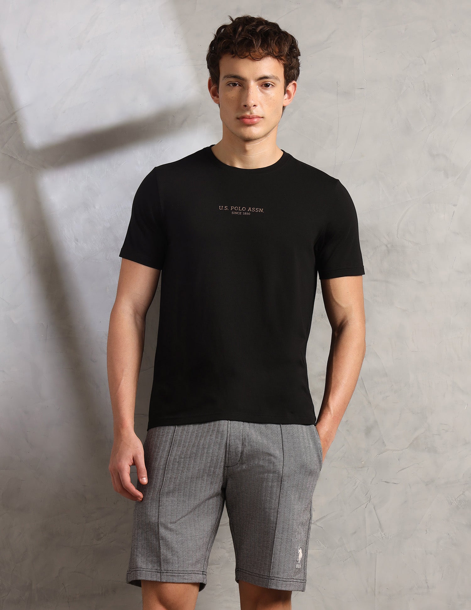 Comfort Relaxed Fit Breathable PE005-PL Lounge T-Shirt - Pack Of 1 Black - U.S. Polo Assn. India | Large