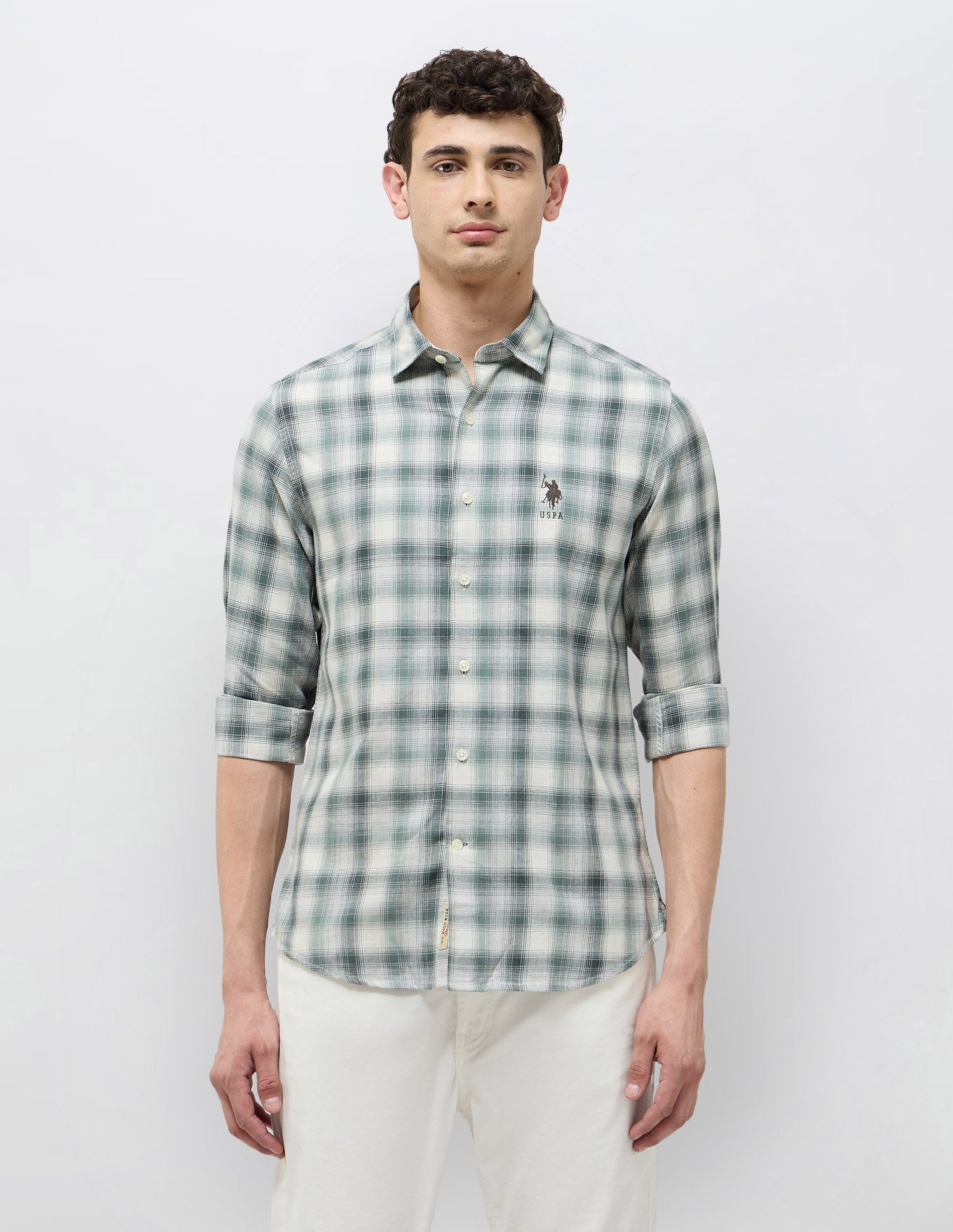 Tartan Checked Regular Fit Shirt Green - U.S. POLO ASSN. | Large