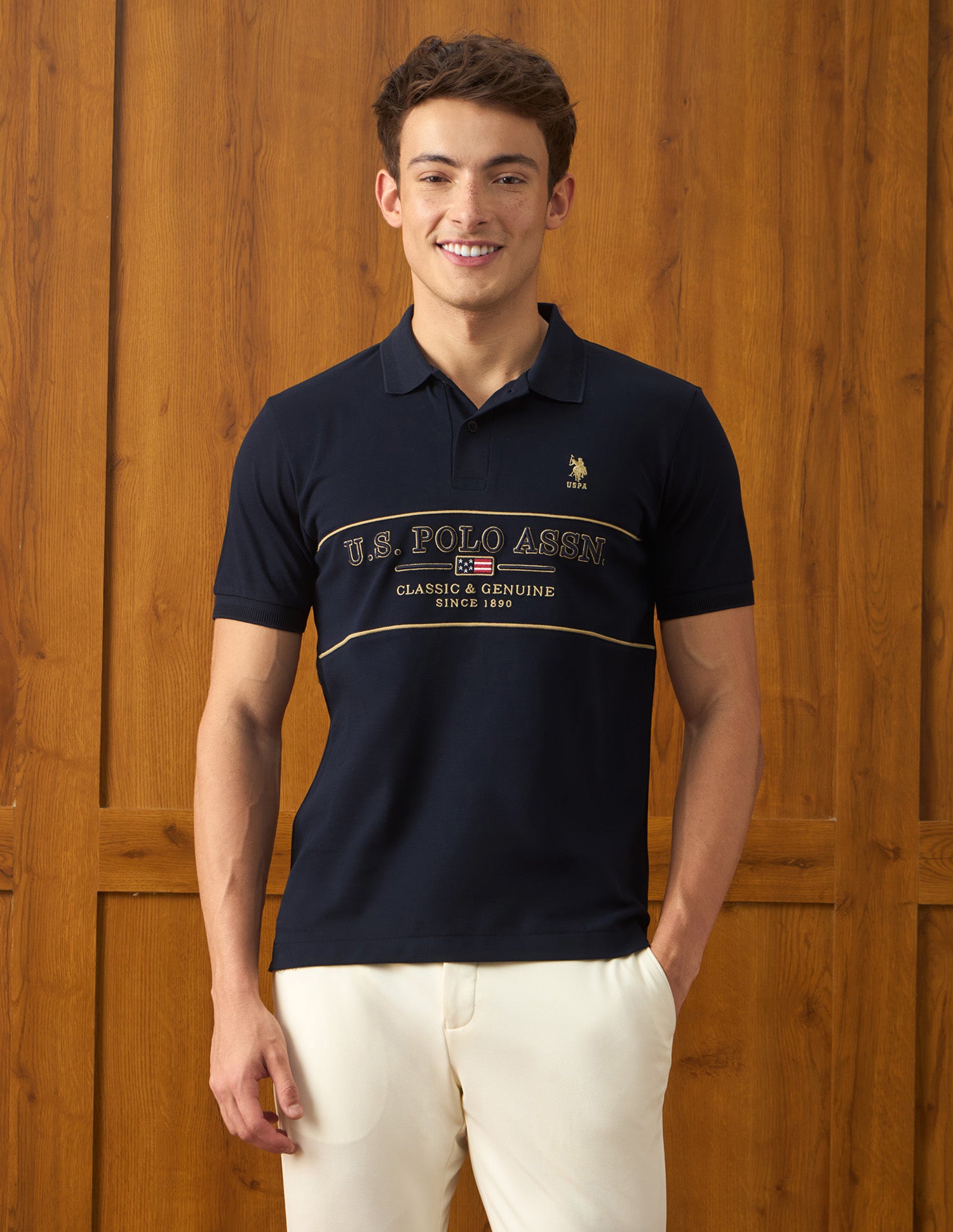 Brand Embroidered Slim Fit Polo Shirt Navy - U.S. Polo Assn. India | Large