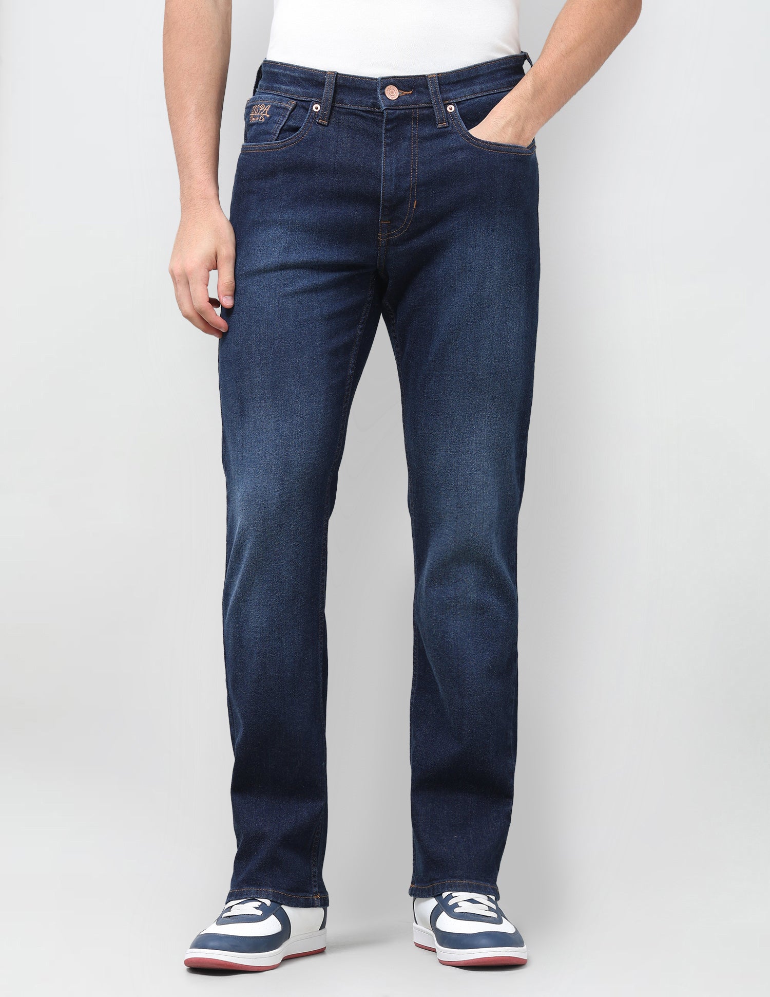 Harold Slim Straight Fit Blue Jeans Dark Blue - U.S. Polo Assn. India | Large