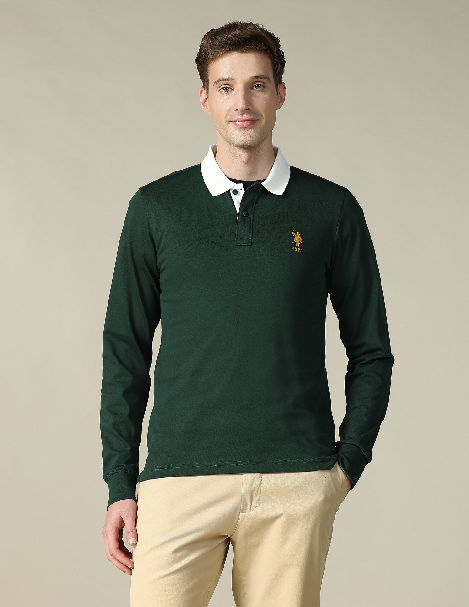 Solid Regular Fit Polo Shirt Dark Green - U.S. POLO ASSN. | Large