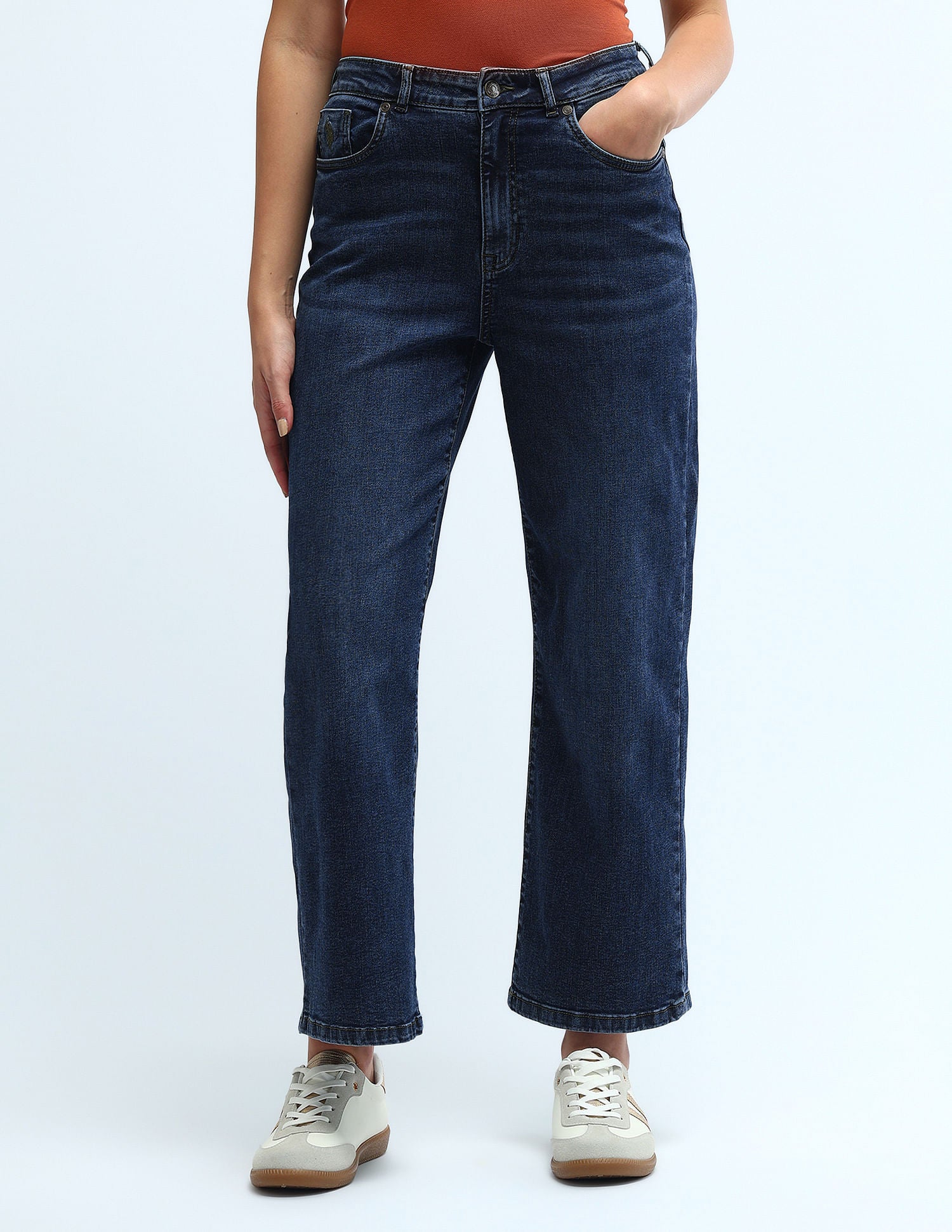 High Rise Wide Leg Jeans Dark Blue - U.S. Polo Assn. India | Large