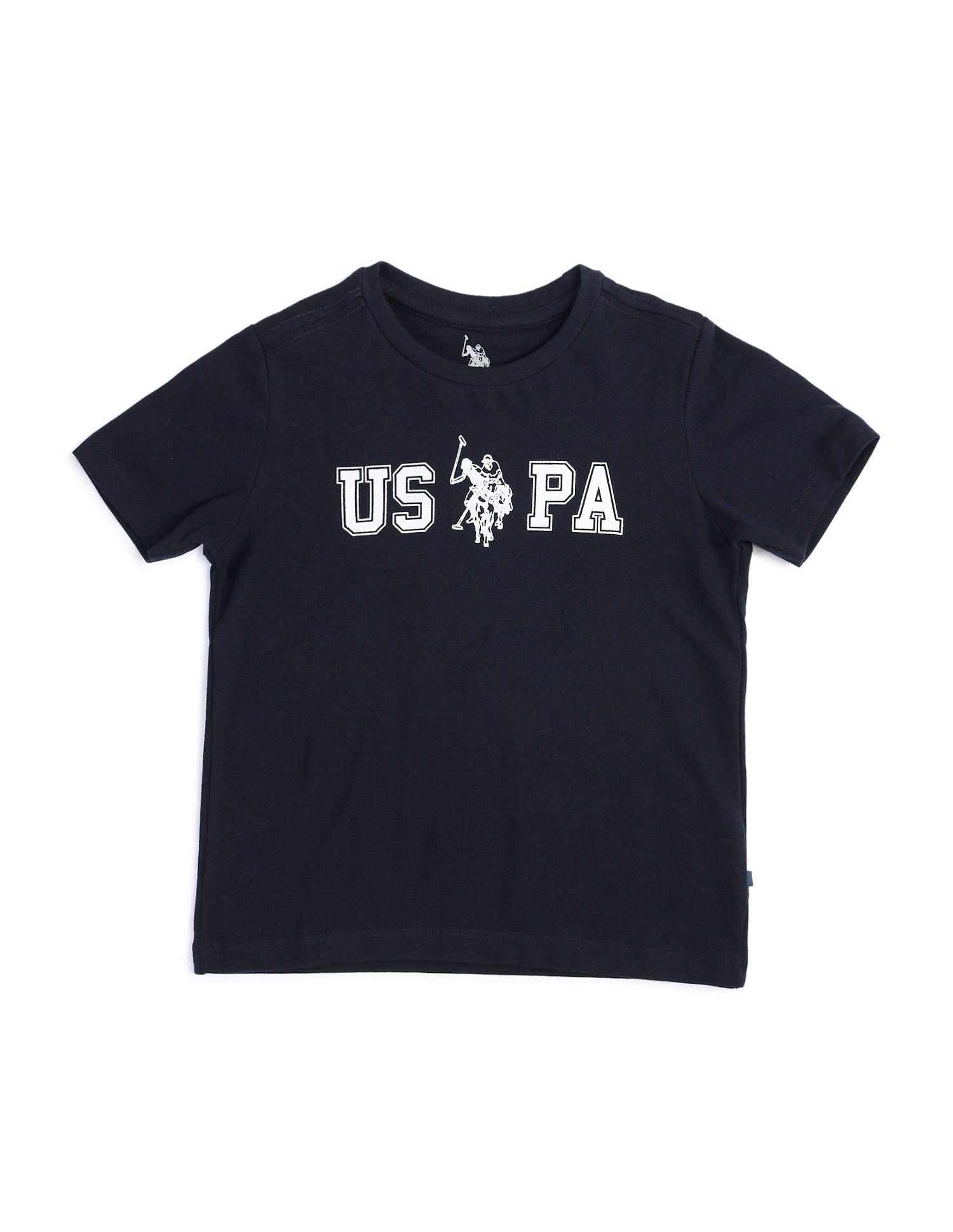Boys Pure Cotton Regular T-shirt Blue - U.S. Polo Assn. India | Large