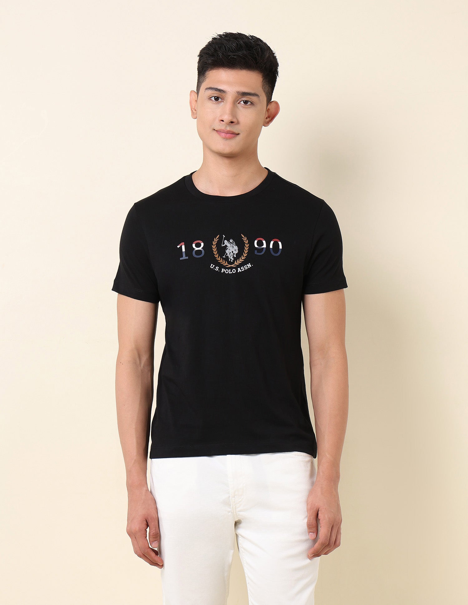 Brand Printed Pure Cotton T-Shirt Black - U.S. POLO ASSN. | Large