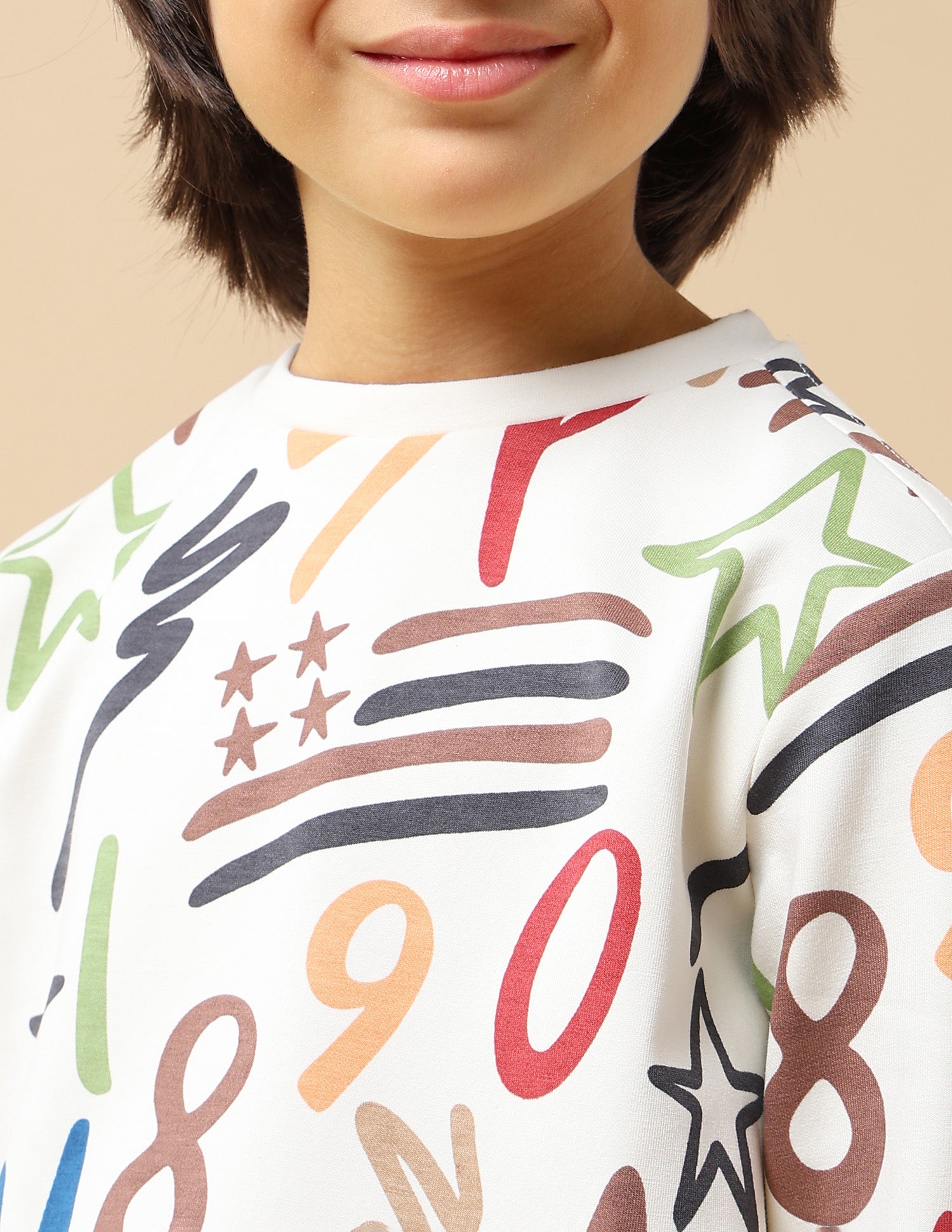 Boys Graphic Printed Regular Fit Sweatshirt Off White - U.S. POLO ASSN. | Large