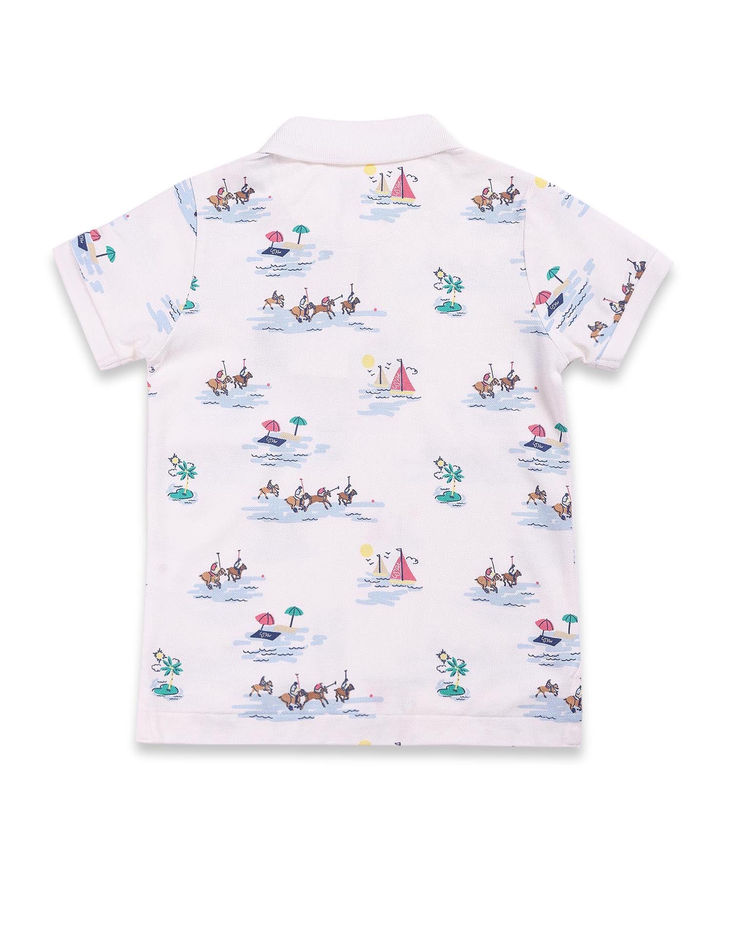 Boys Graphic Print Polo Shirt Off White - U.S. POLO ASSN. | Large