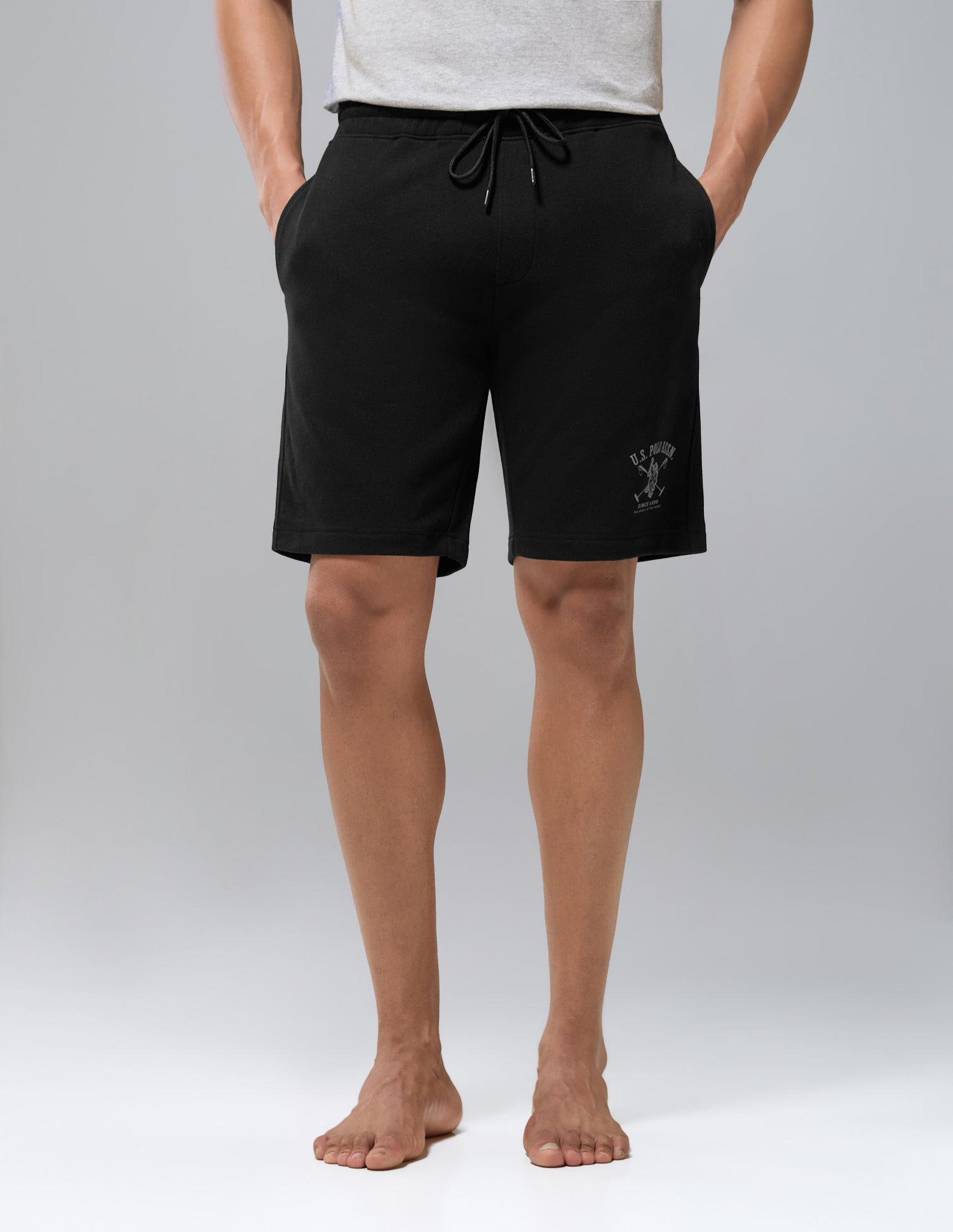 Cotton Rich OES13 Terry Lounge Shorts Black - U.S. Polo Assn. India | Large