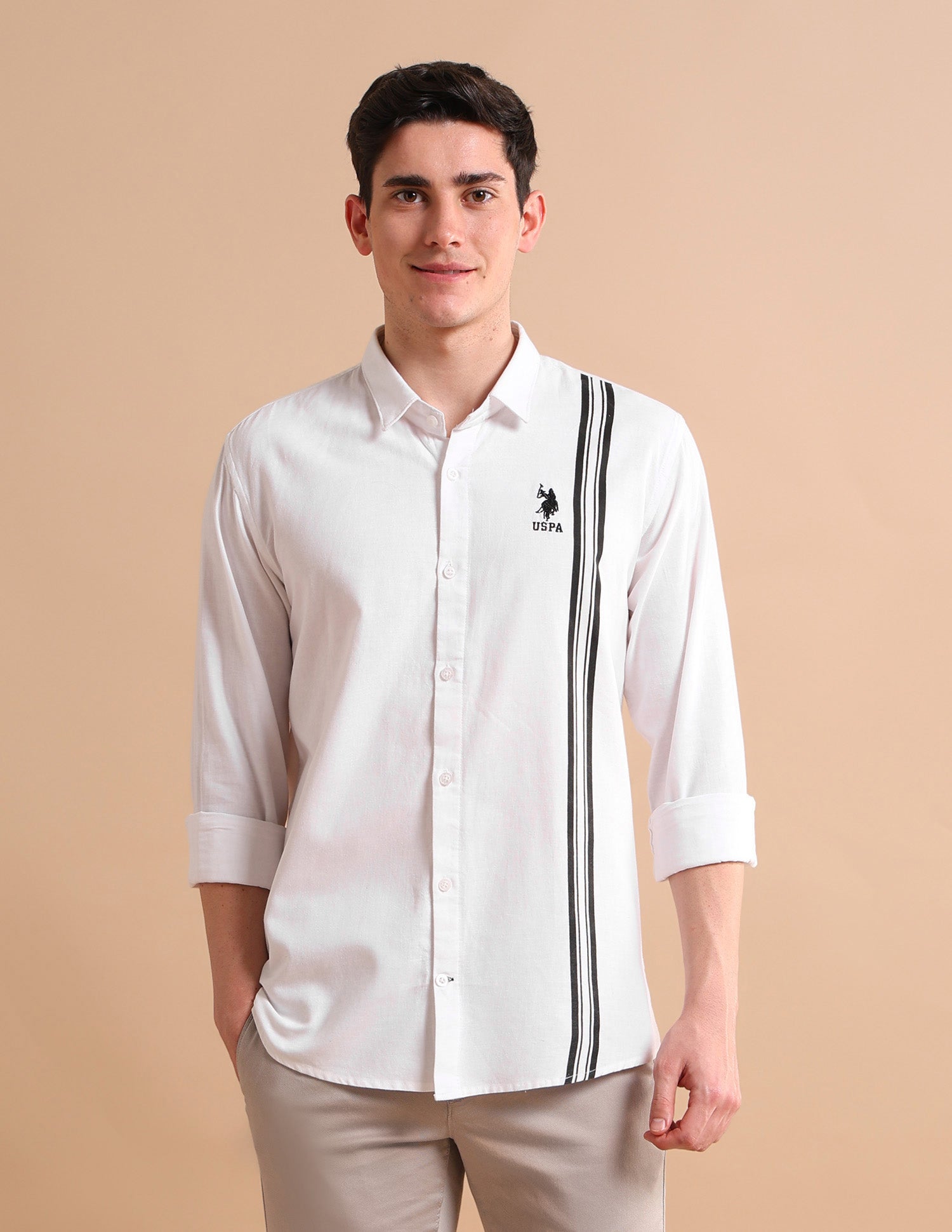 Tailored Striped Shirt White - U.S. POLO ASSN. | Large