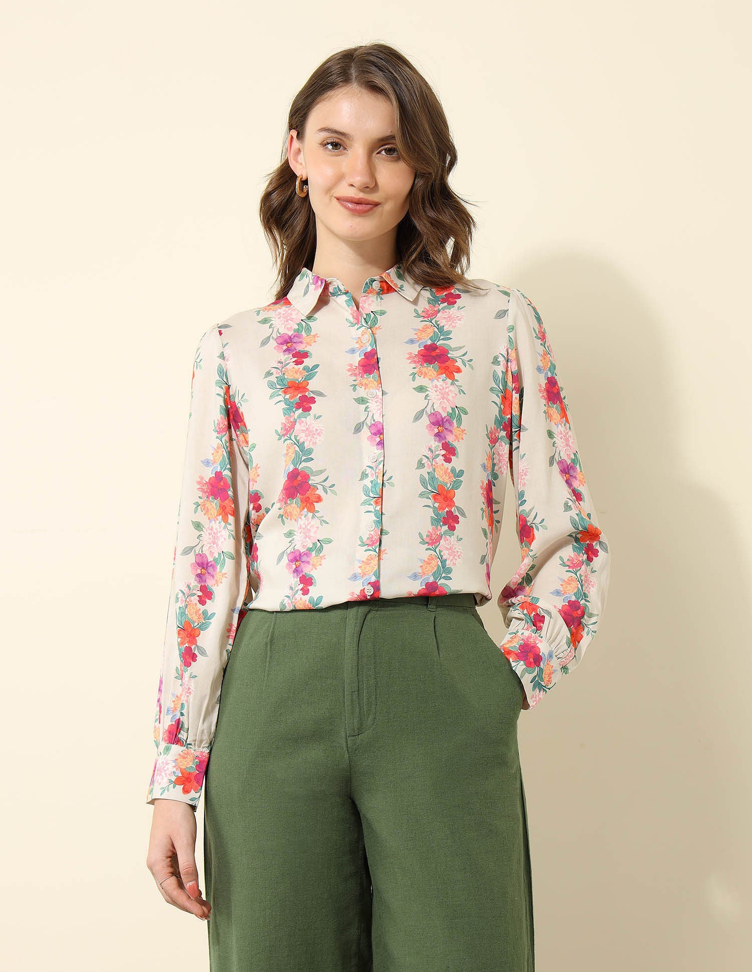 Floral Printed Regular Fit Shirt Grey - U.S. Polo Assn. India | Large