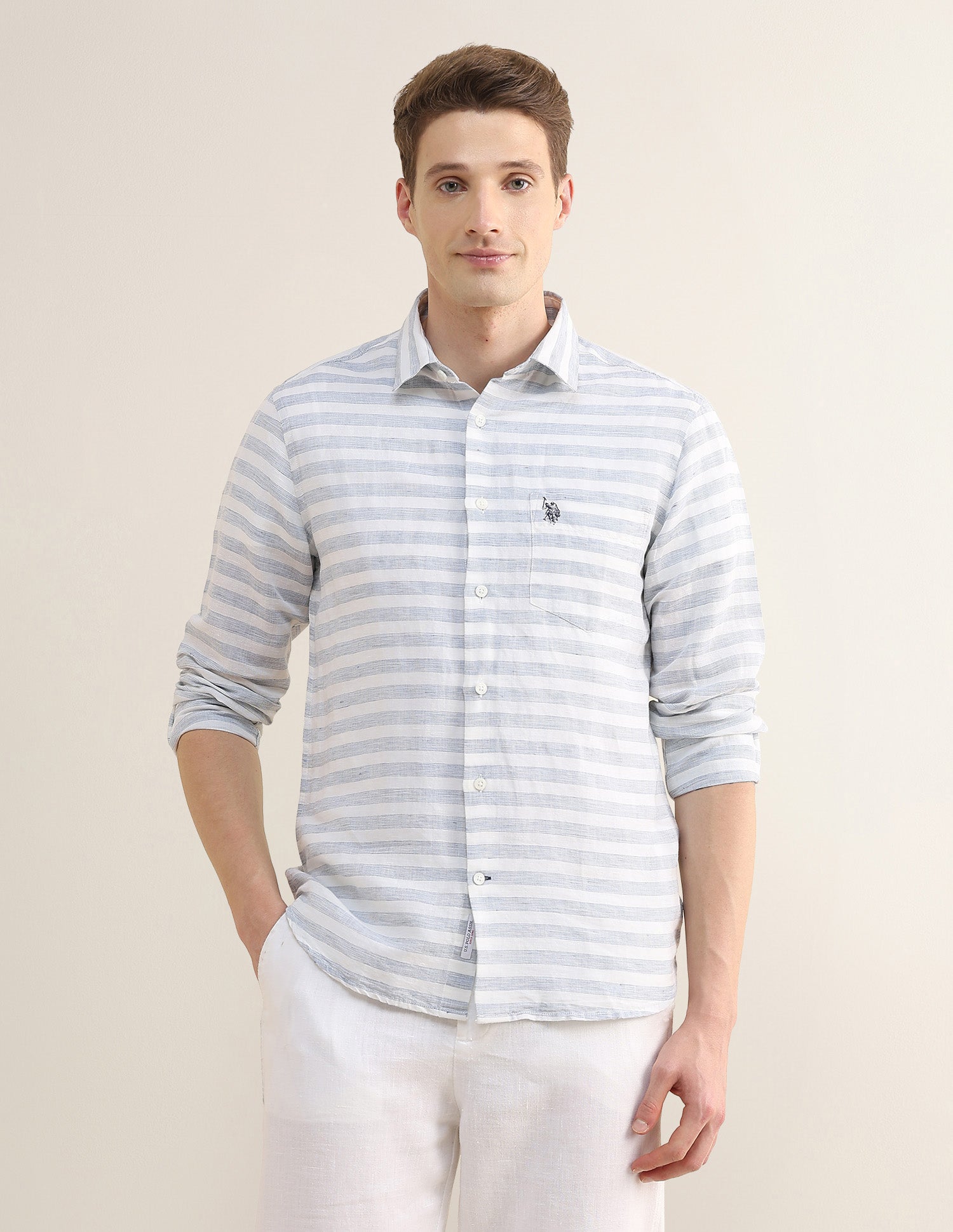 Horizontal Striped Regular Fit Shirt Teal - U.S. Polo Assn. India | Large