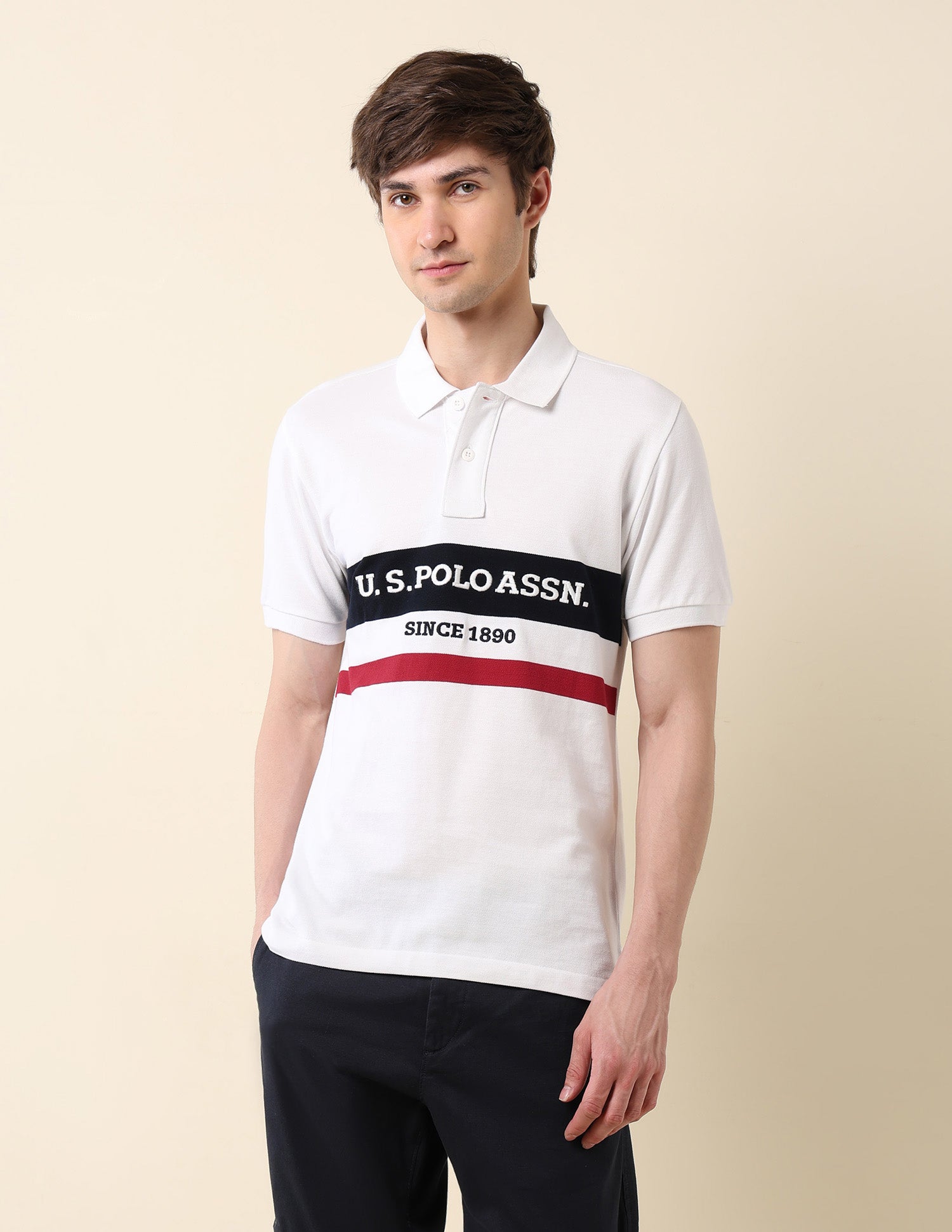 Brand Embroidered Classic Polo Shirt White - U.S. Polo Assn. India | Large