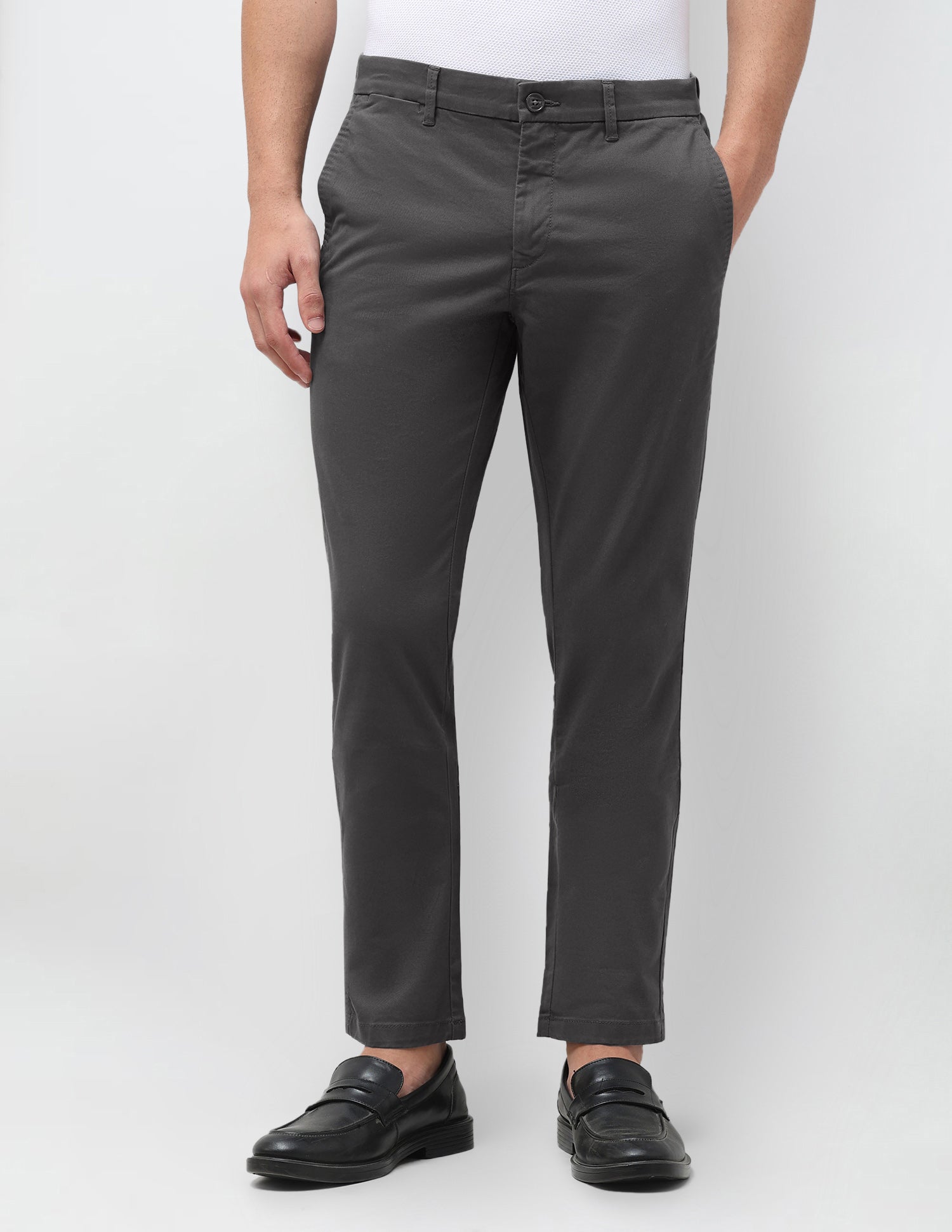 Slim Fit Satin Trousers Dark Grey - U.S. Polo Assn. India | Large