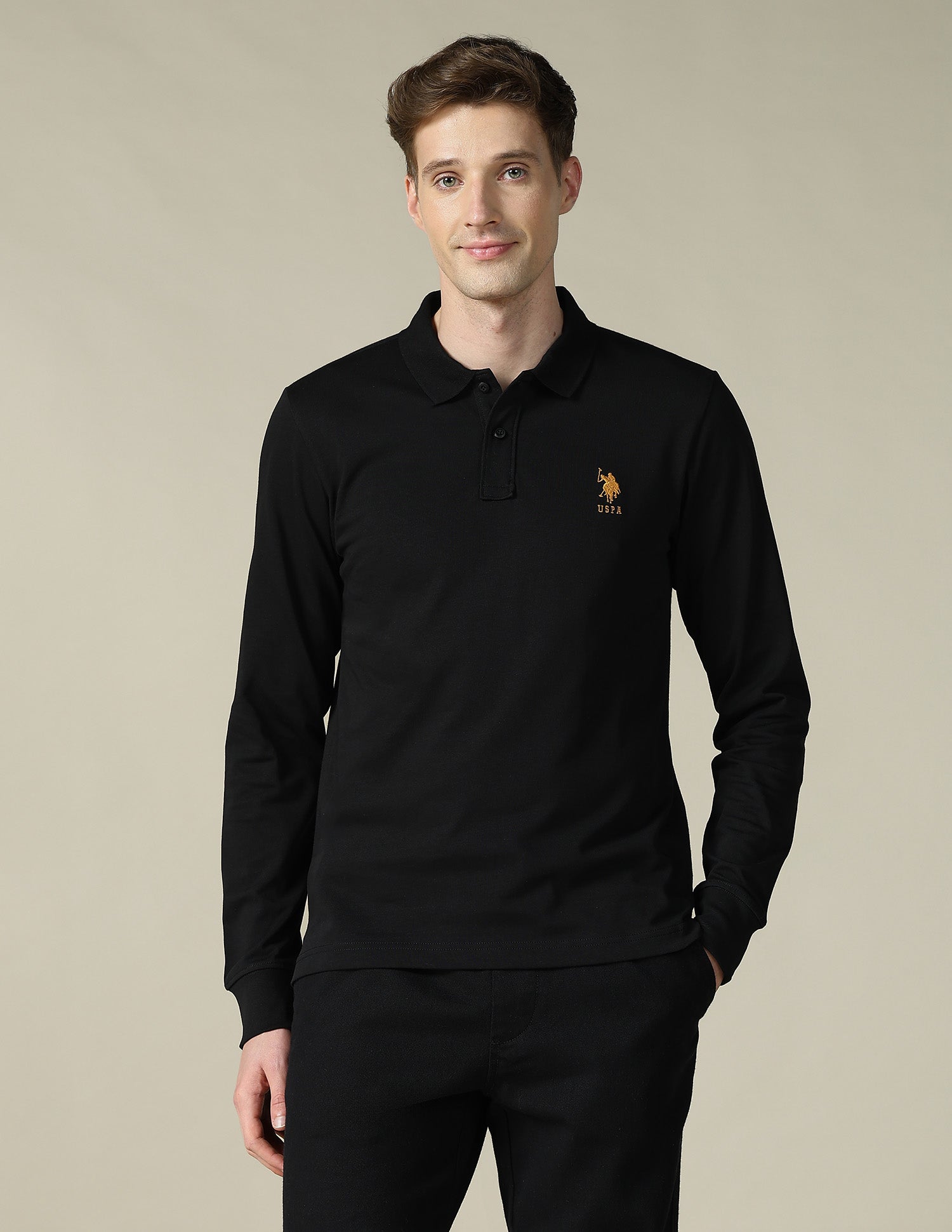 Solid Regular Fit Polo Shirt Black - U.S. Polo Assn. India | Large