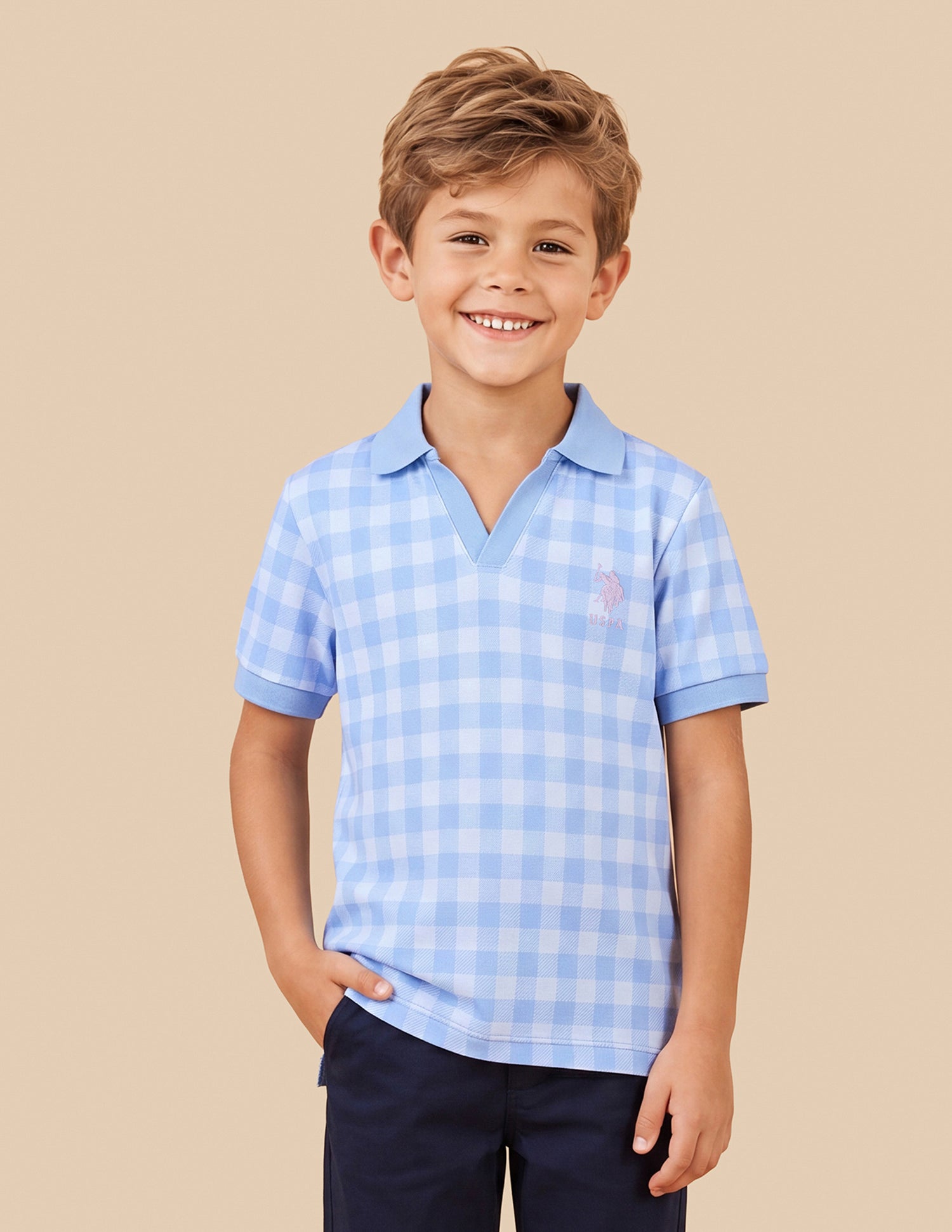 Checked Regular Fit Polo Shirt Light Blue - U.S. Polo Assn. India | Large