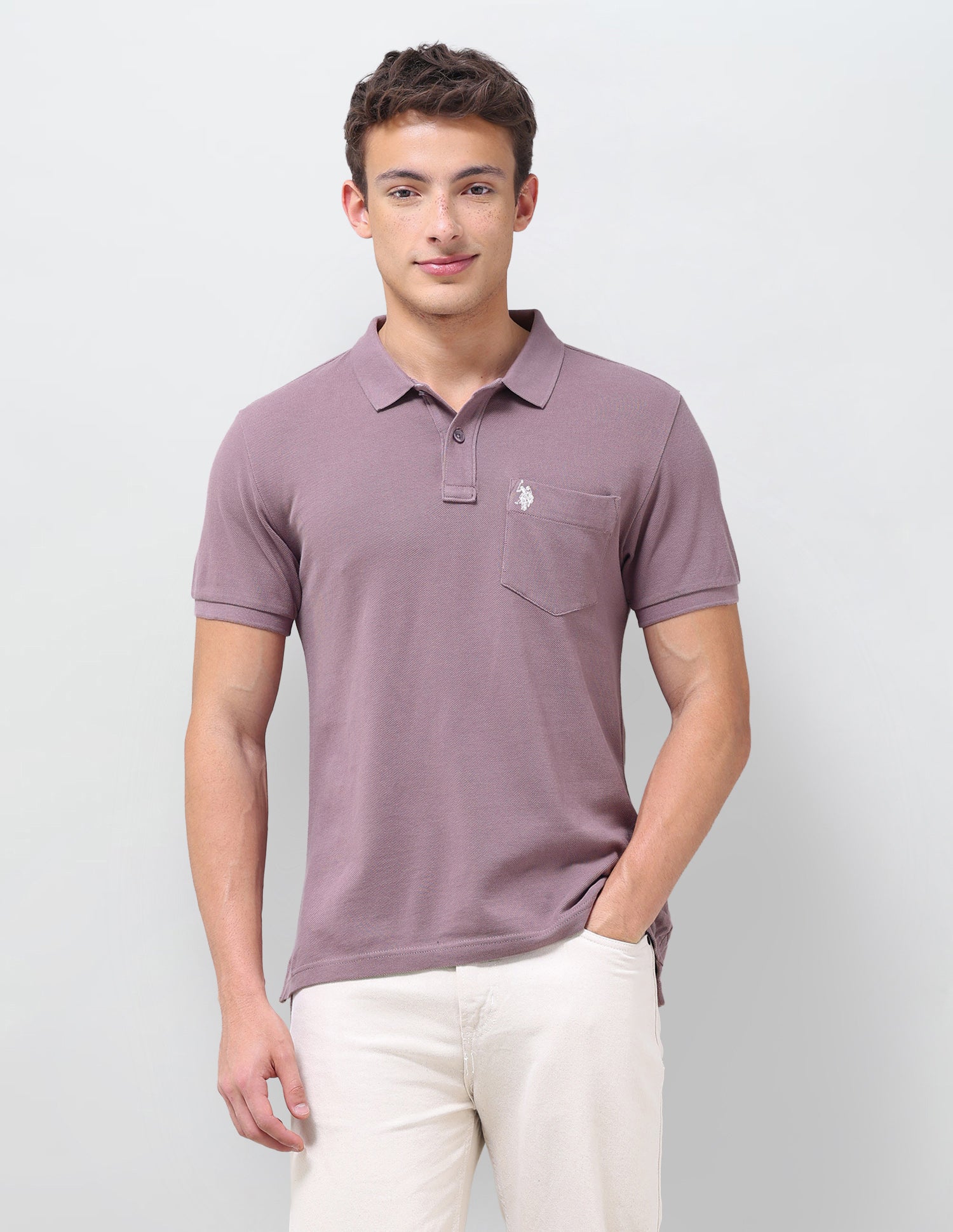 Solid Slim Fit Polo Shirt Dark Pink - U.S. Polo Assn. India | Large