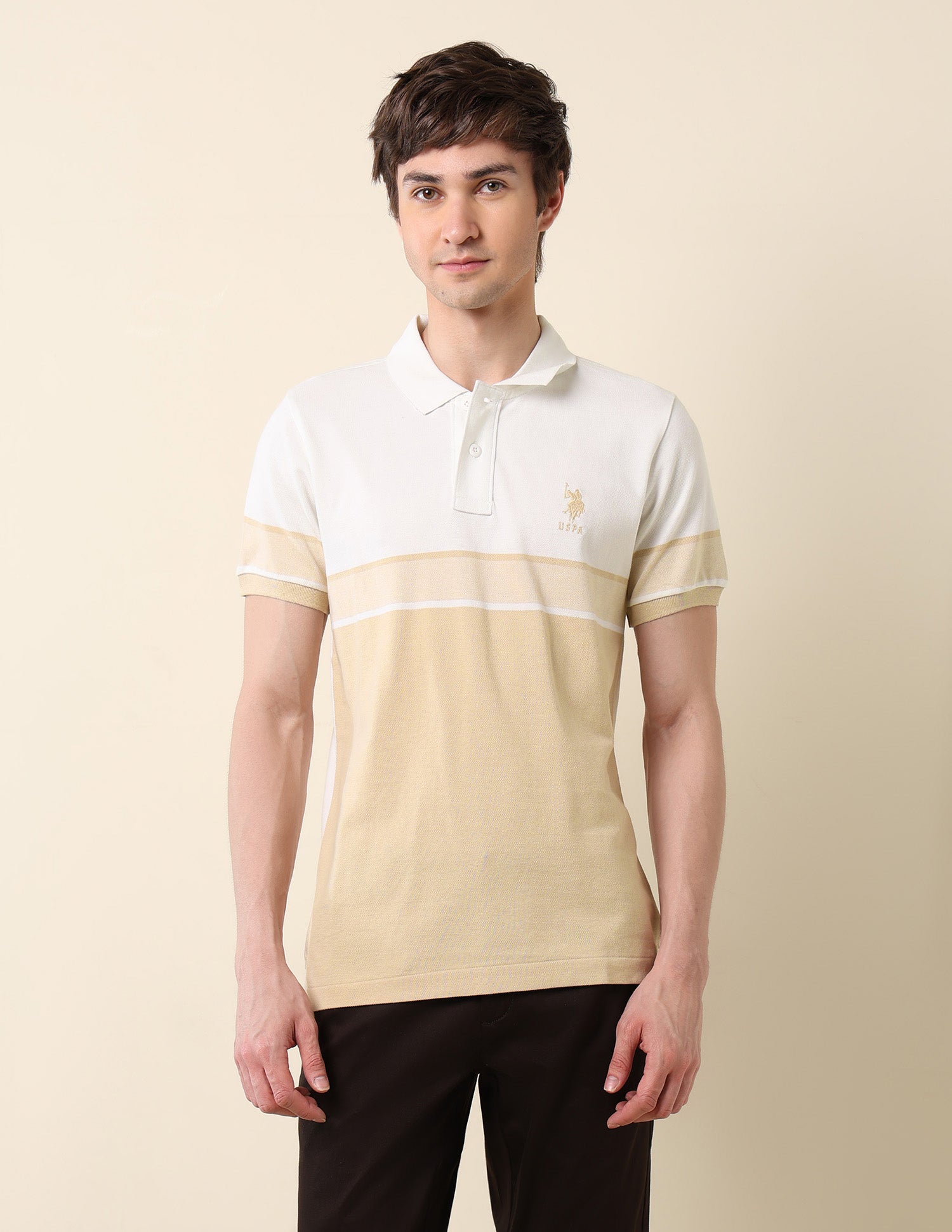 Colourblocked Classic Polo Shirt Off White - U.S. POLO ASSN. | Large