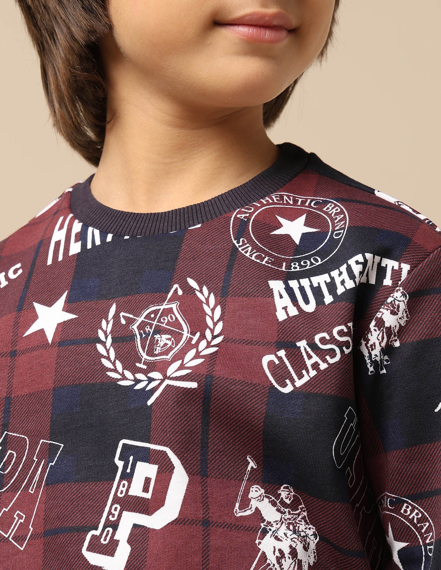 Boys Brand Printed Regular Fit Sweatshirt Maroon - U.S. POLO ASSN. | Large