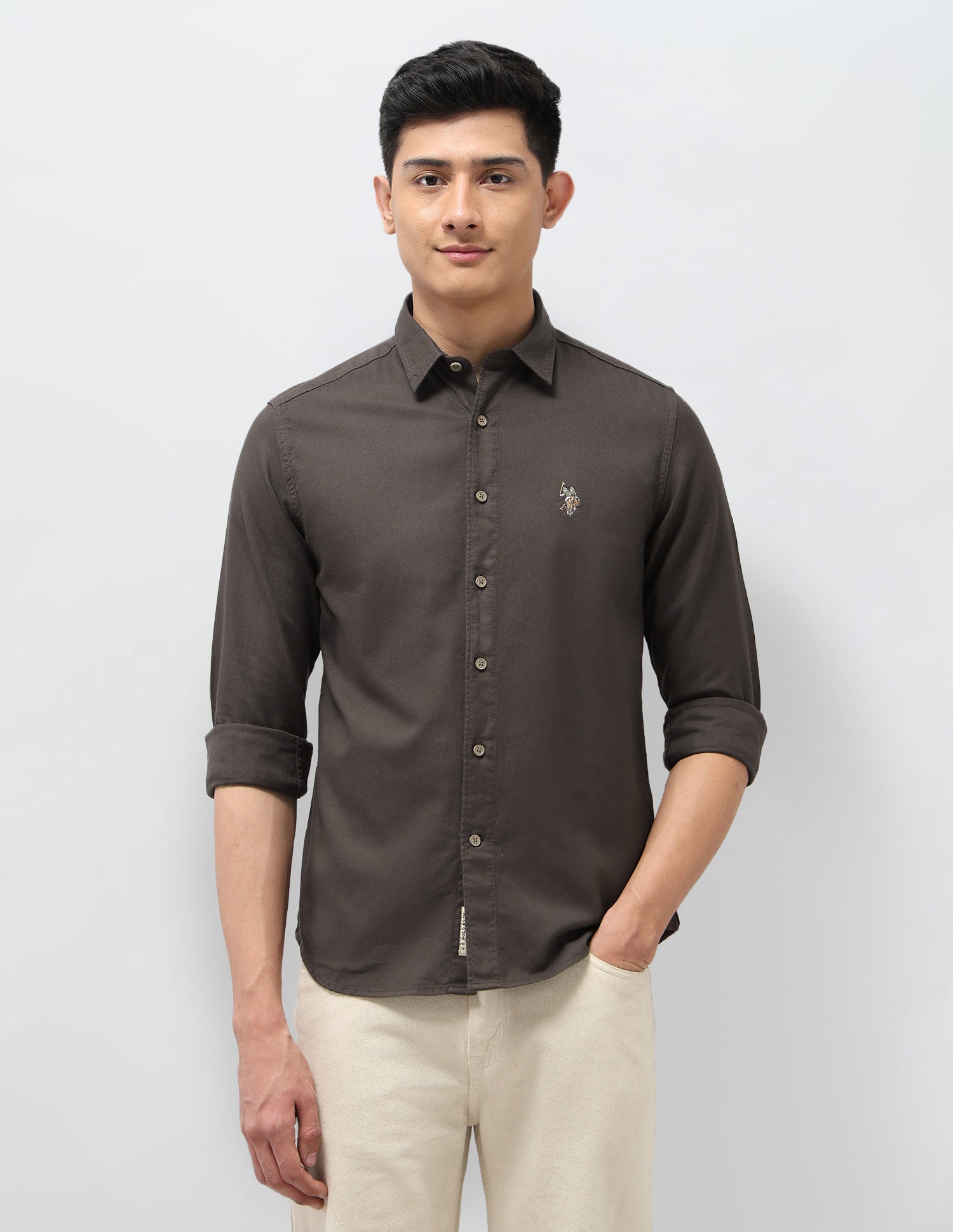 Twill Pure Cotton Shirt Choco - U.S. POLO ASSN. | Large
