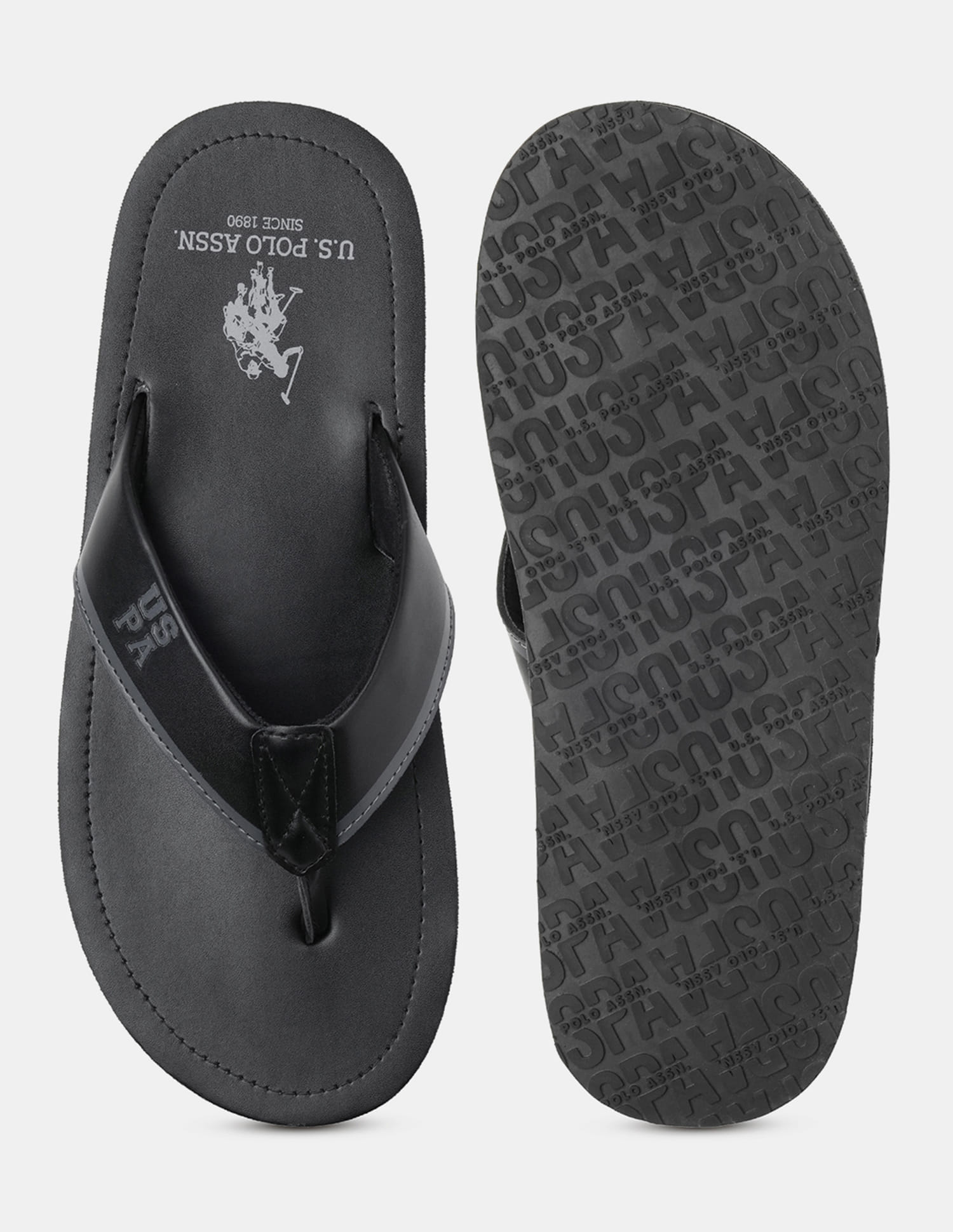 Men V-Strap Jane Flip Flops Black - U.S. Polo Assn. India | Large