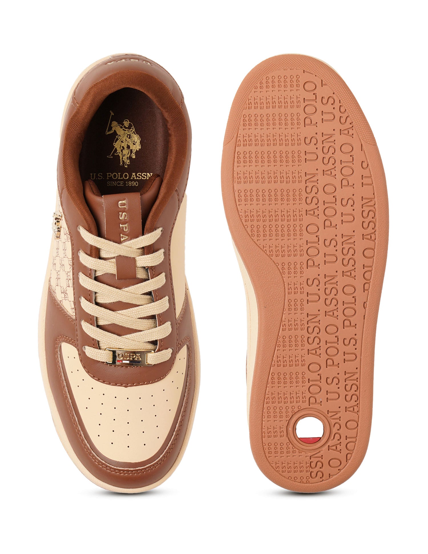 Women Brand Print Ryna Sneakers Brown - U.S. Polo Assn. India | Large