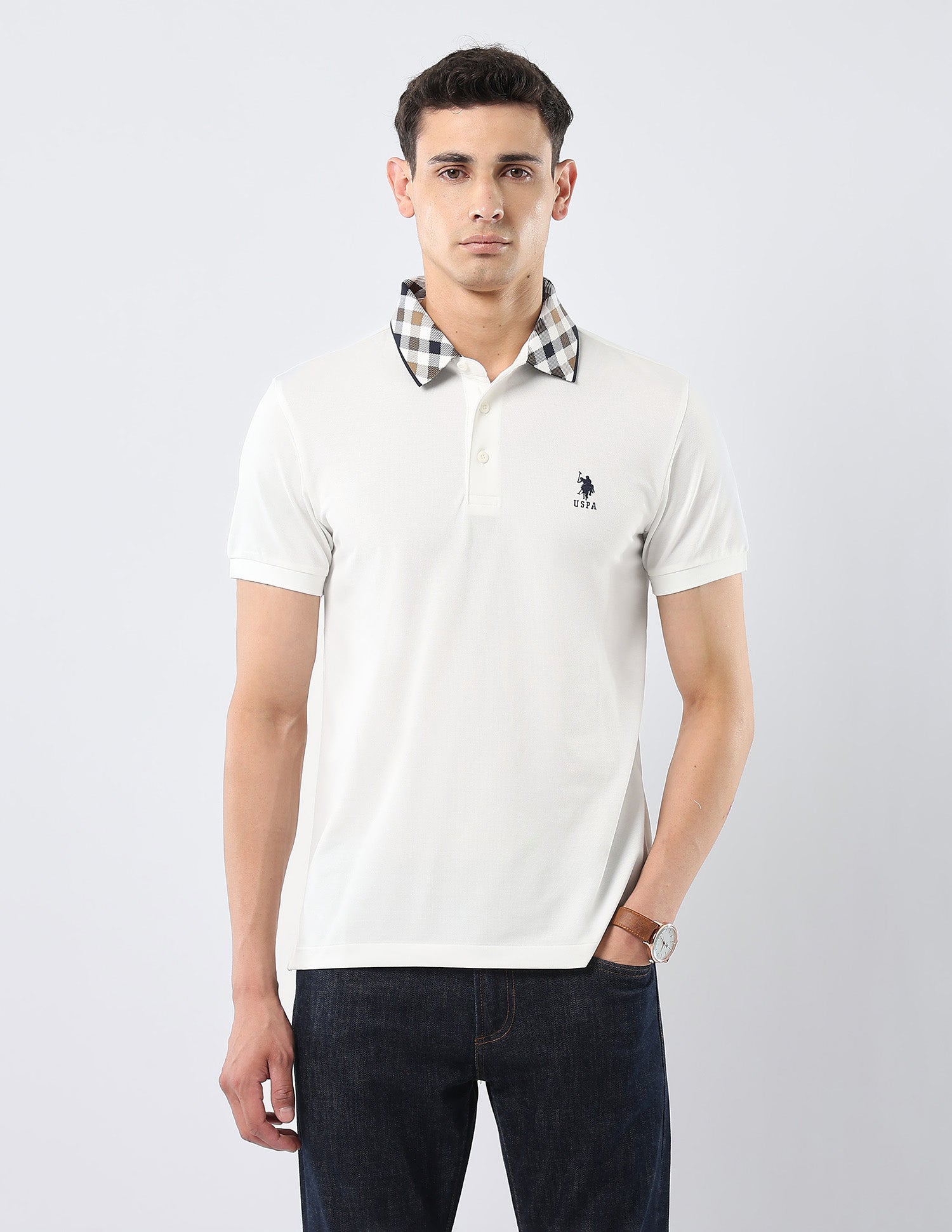 Solid Regular Fit Polo Shirt Off White - U.S. POLO ASSN. | Large