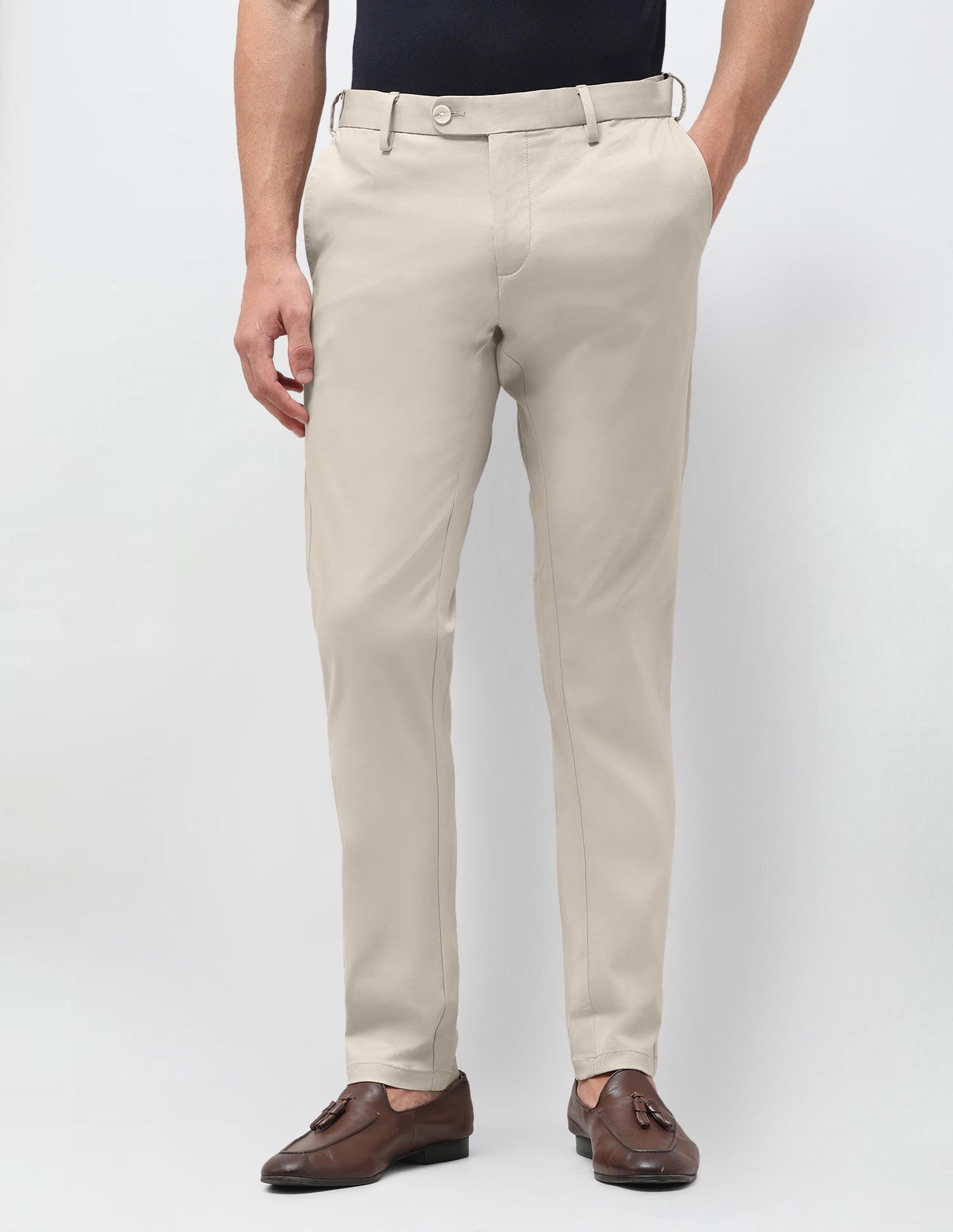 Denver Slim Fit Twill Trousers Beige - U.S. Polo Assn. India | Large