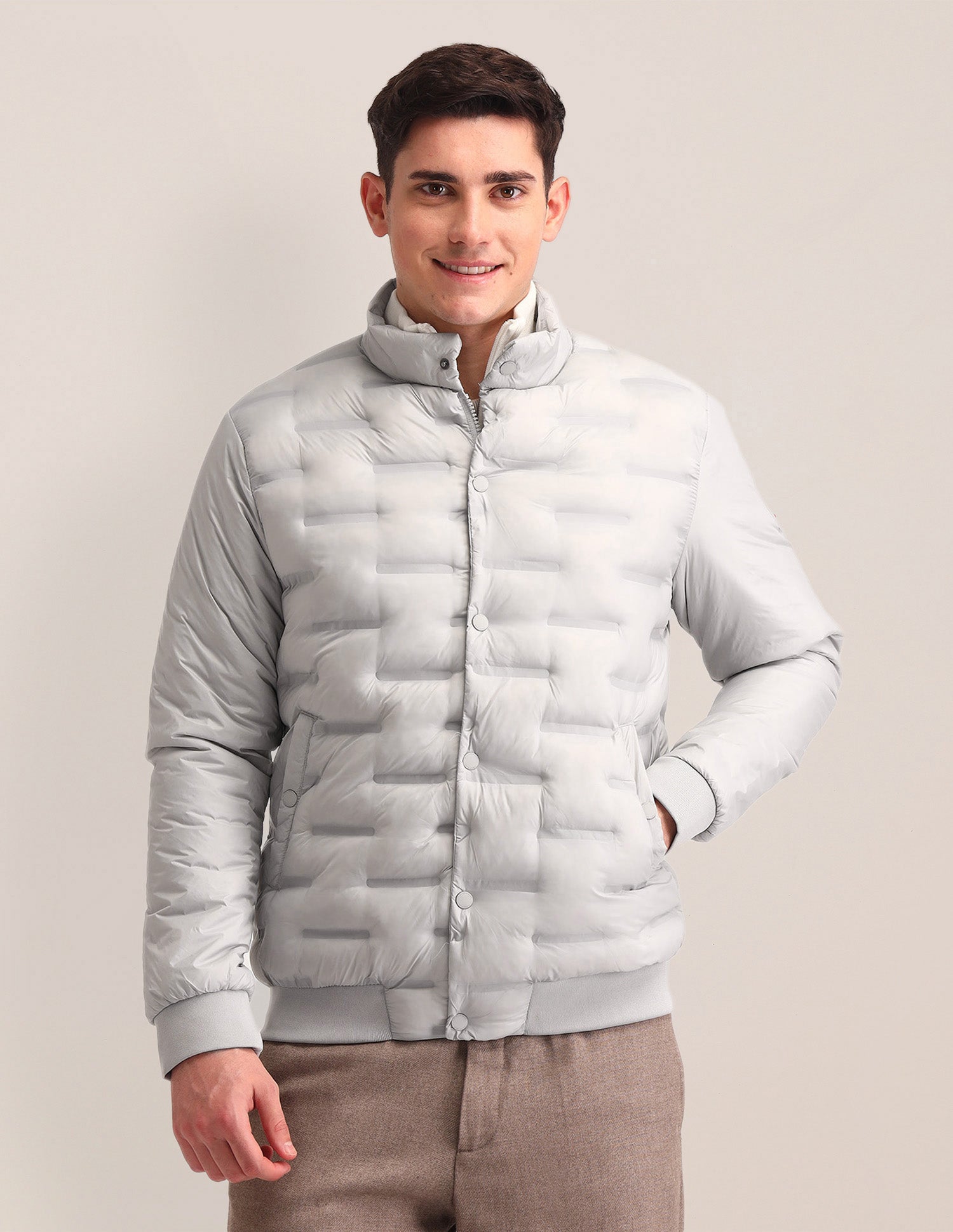 Solid Quilted Jacket Light-Grey - U.S. POLO ASSN. | Large