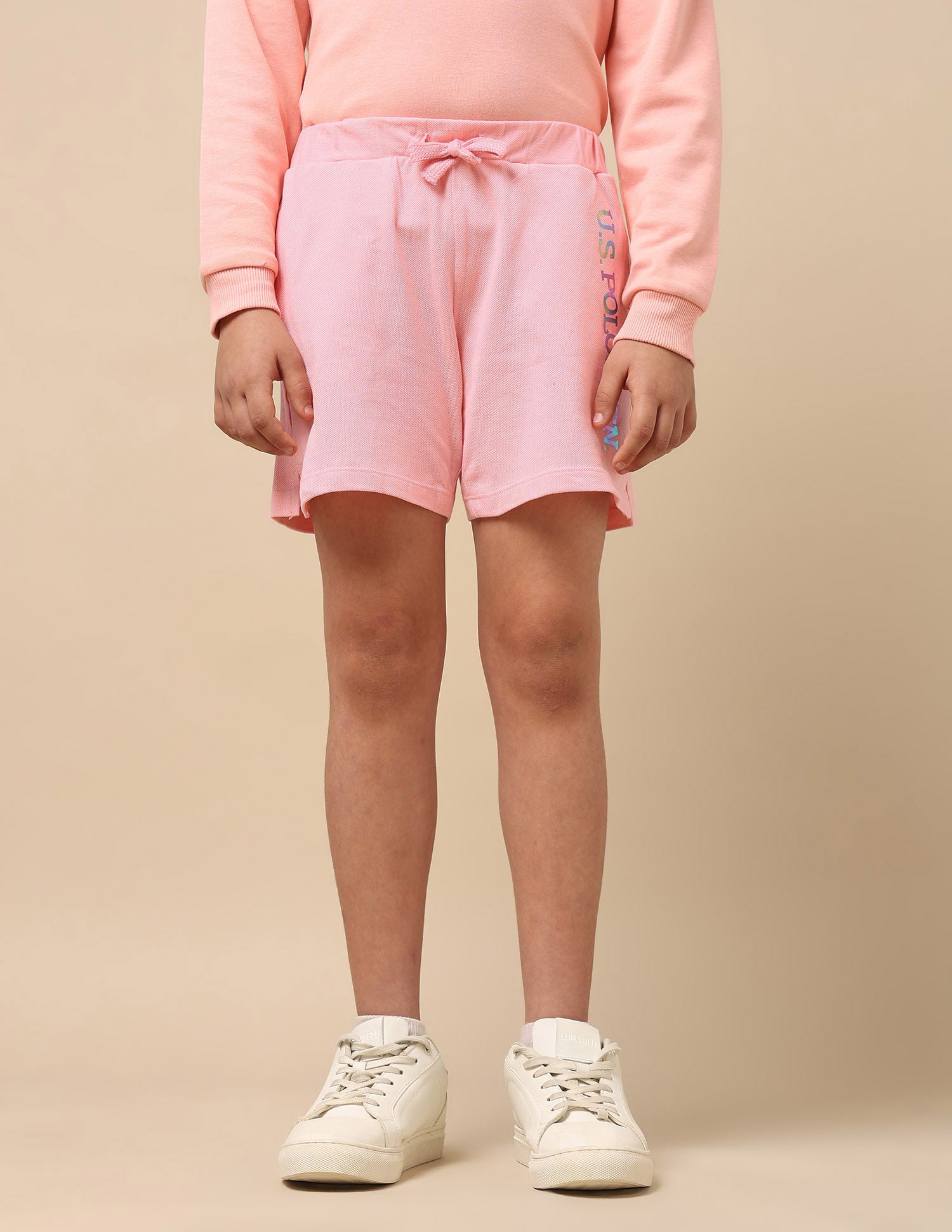 Solid Cotton Coordinate Shorts Light Pink - U.S. Polo Assn. India | Large