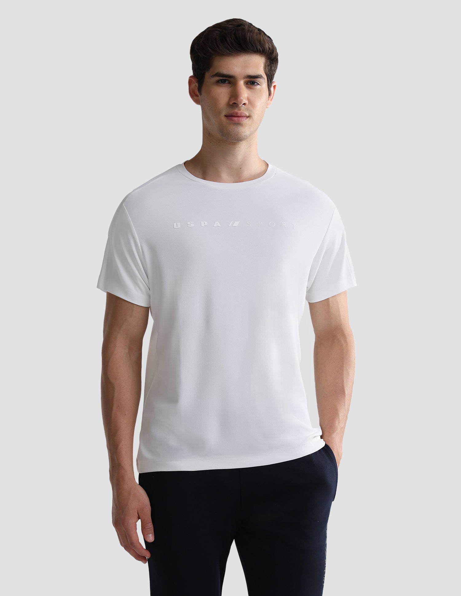 Solid Slim Fit Active T-Shirt White - U.S. Polo Assn. India | Large
