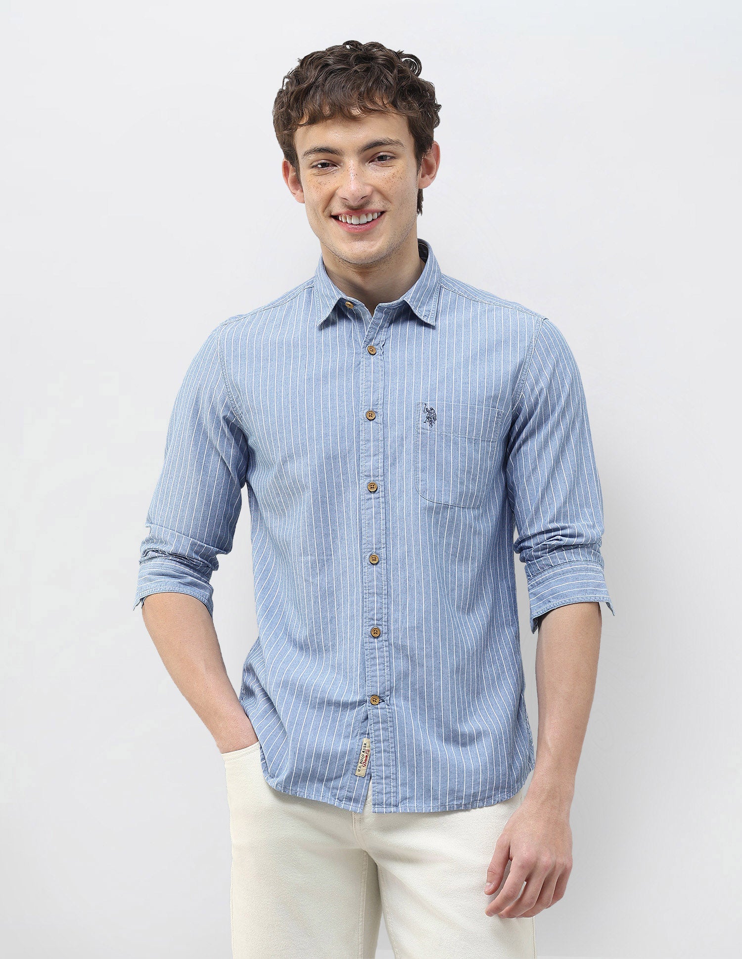 Vertical Striped Regular Fit Shirt Indigo - U.S. Polo Assn. India | Large