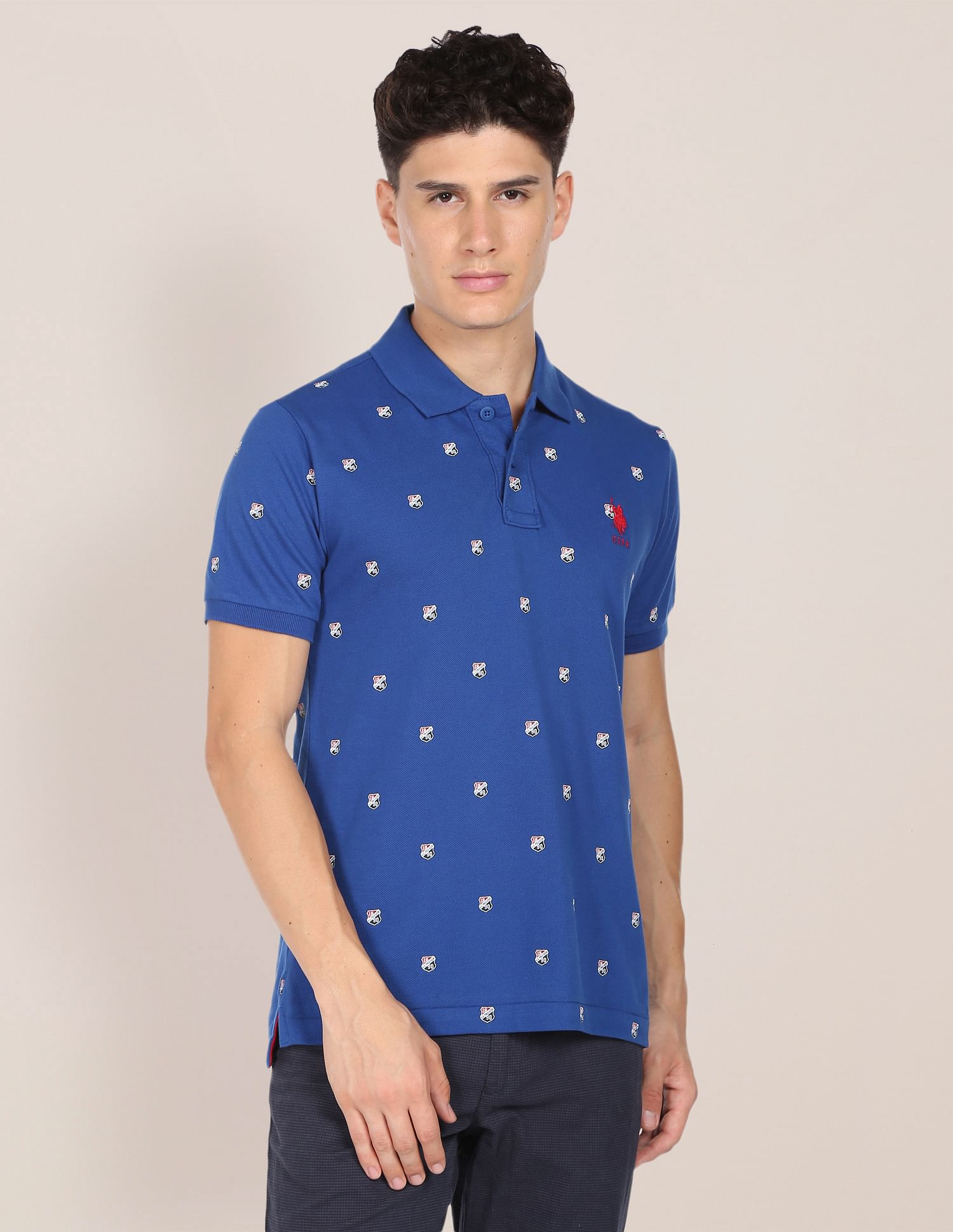 Shield Print Polo Shirt Blue - U.S. Polo Assn. India | Large