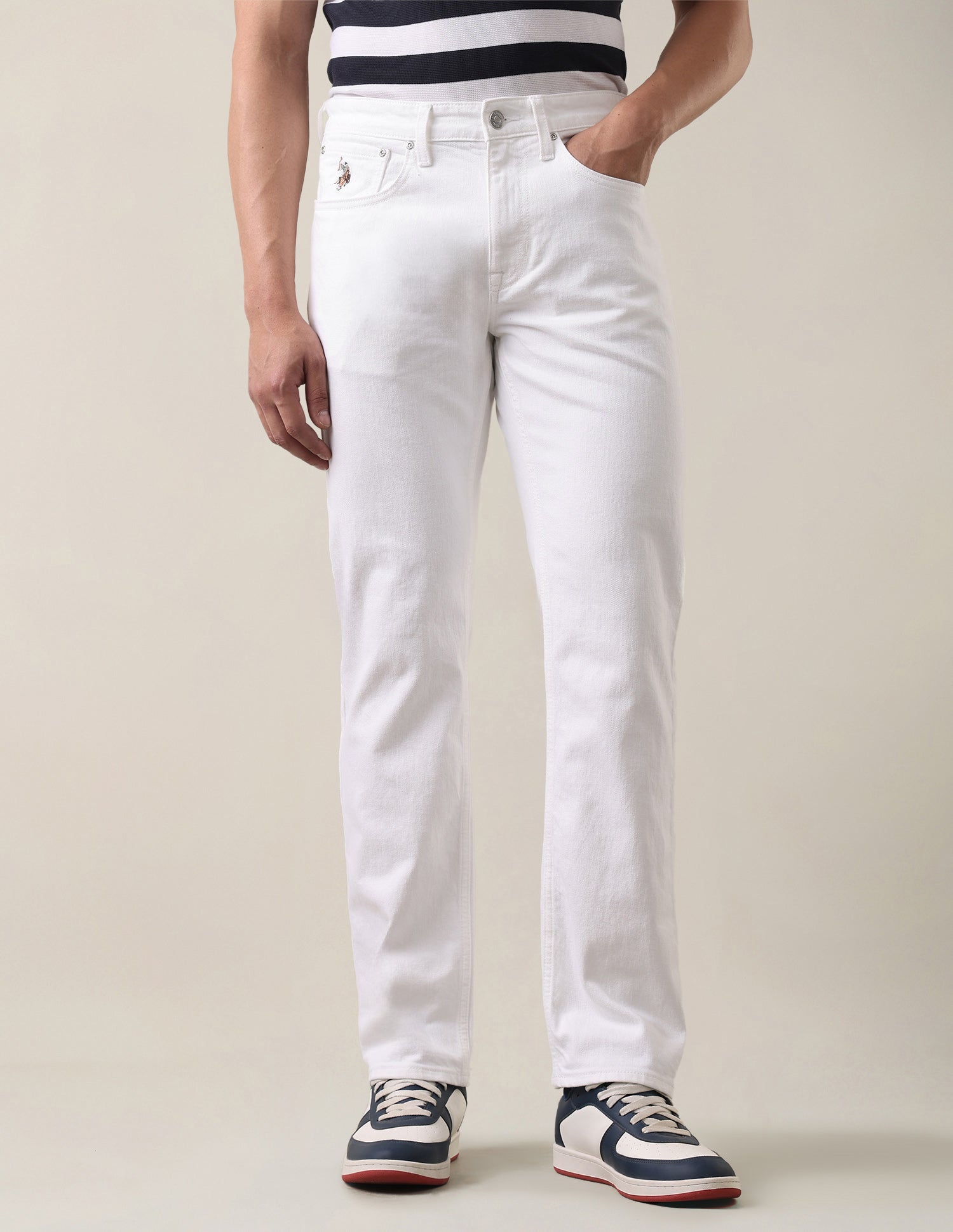 Harold Slim Straight Fit White Jeans White - U.S. Polo Assn. India | Large