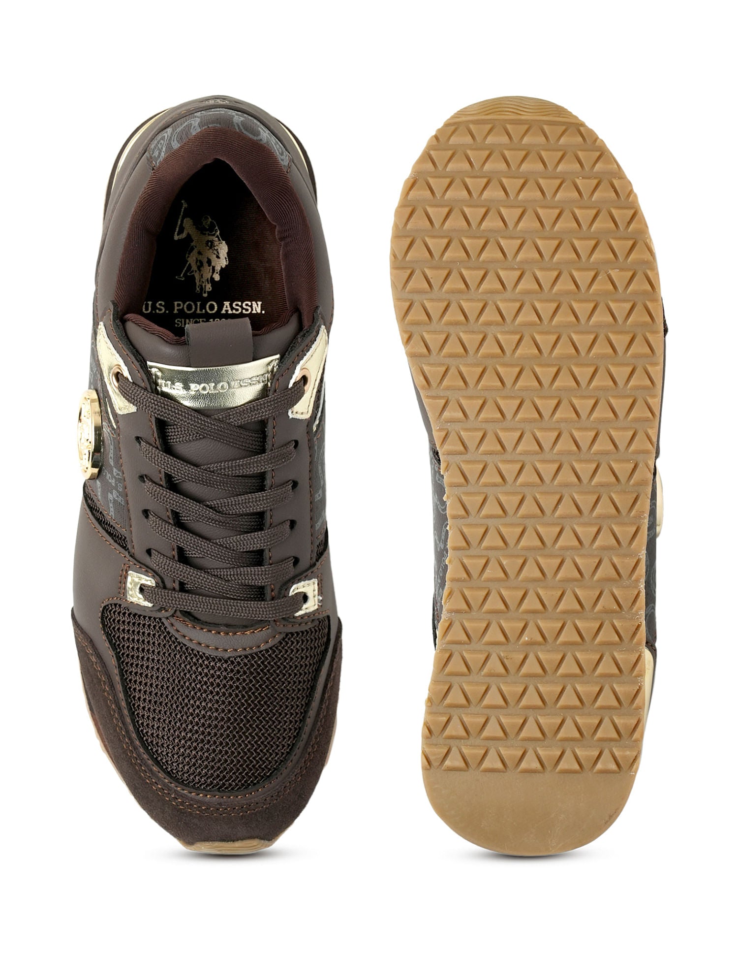 Women Metallic Logo Stella Sneakers Brown - U.S. POLO ASSN. | Large