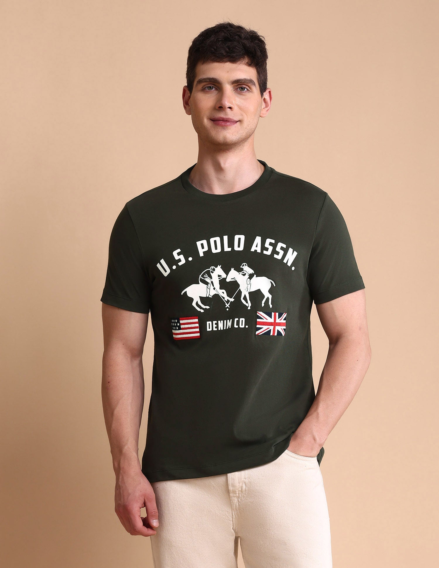 Brand Printed Muscle Fit T-Shirt Light Green - U.S. POLO ASSN. | Large