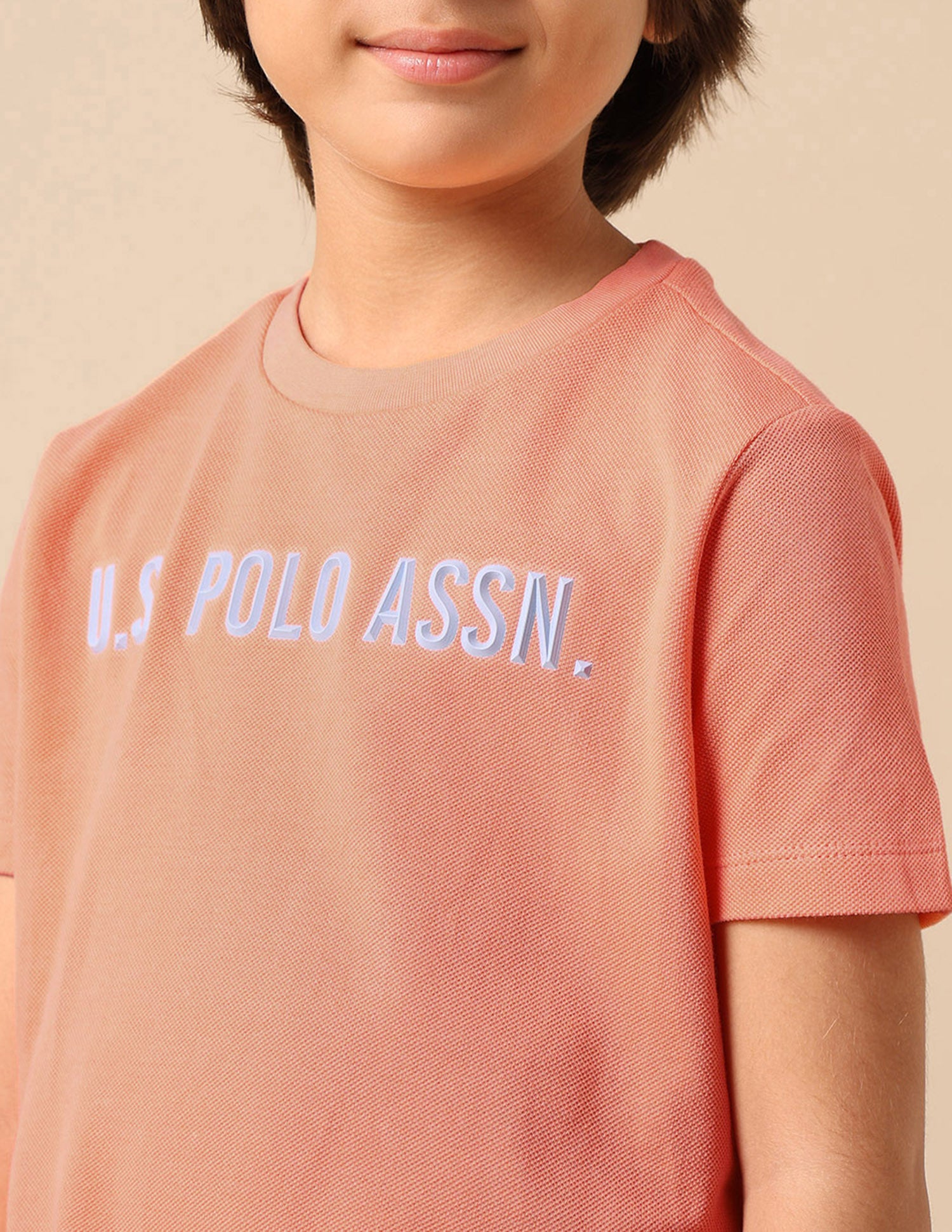 Boys Regular Fit Brand Embossed T Shirt Light Orange - U.S. POLO ASSN. | Large
