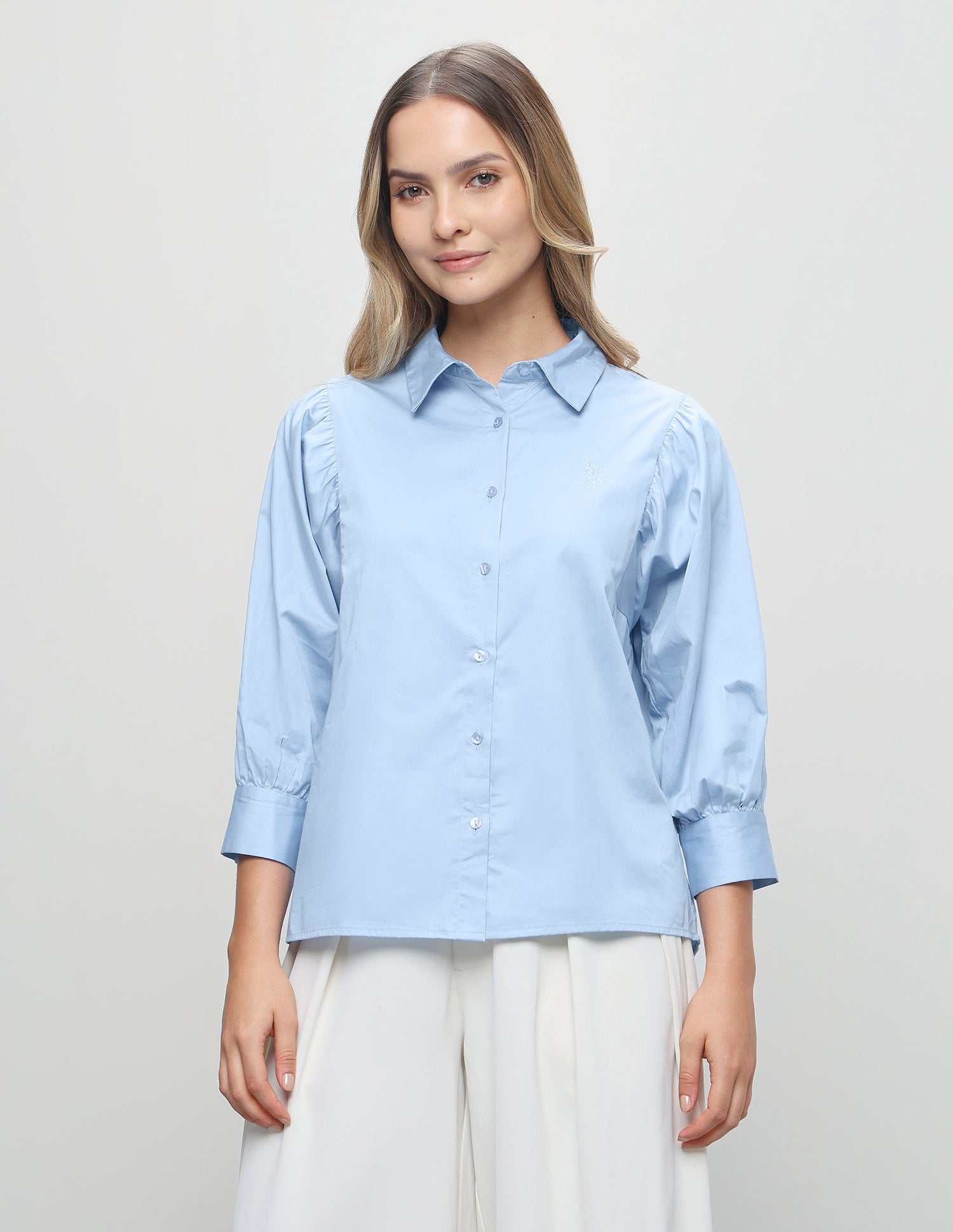 Solid Regular Fit Shirt Light Blue - U.S. Polo Assn. India | Large