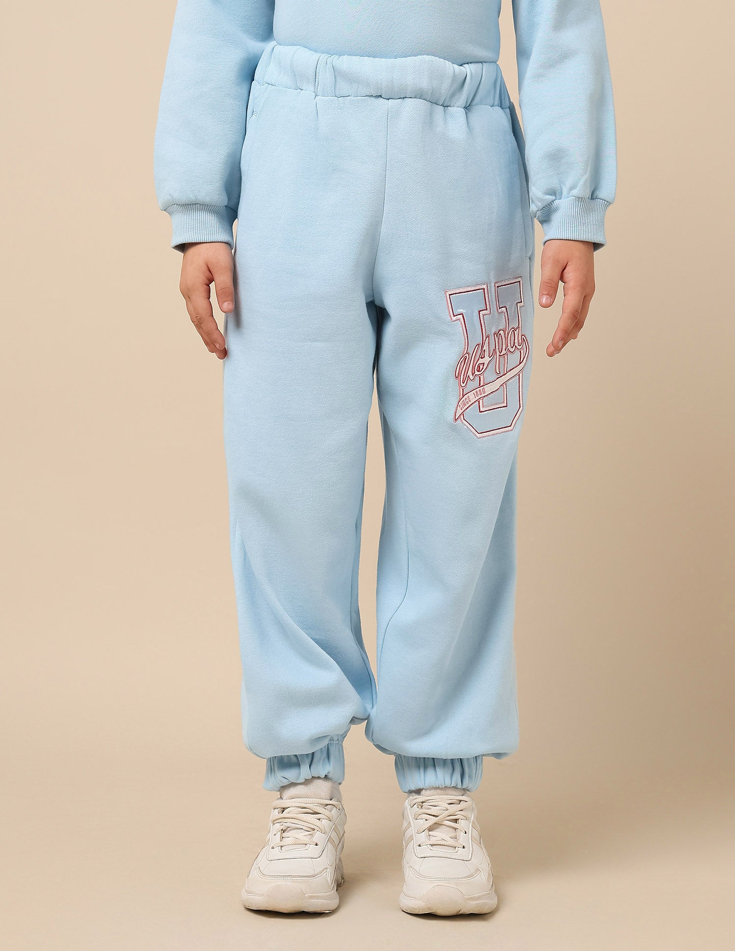 Girls Brand Embroidered Mid Rise Joggers Blue - U.S. POLO ASSN. | Large