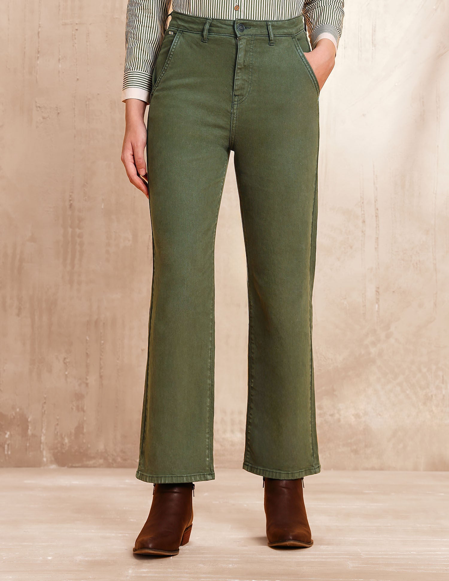 High Rise Straight Fit Jeans Green - U.S. POLO ASSN. | Large