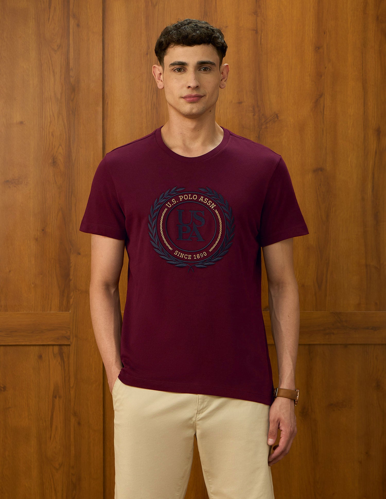 Brand Embroidered Varsity Theatre T-Shirt Maroon - U.S. POLO ASSN. | Large